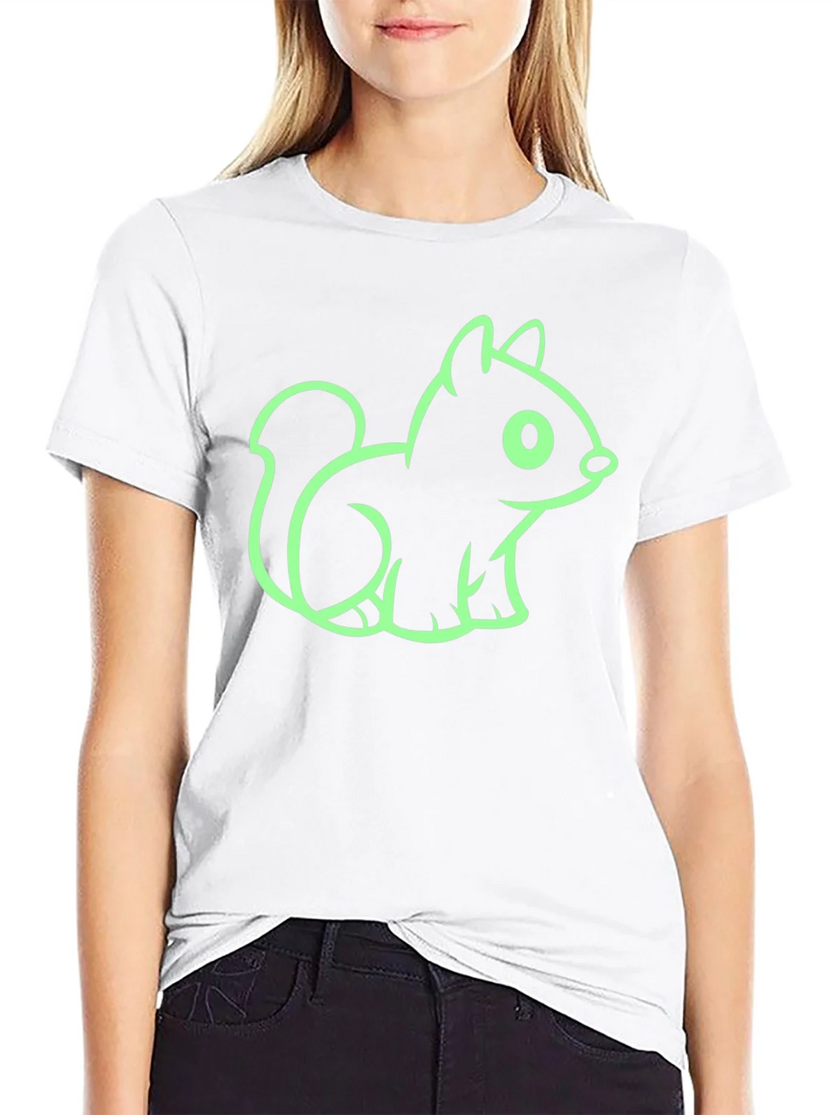 Cute Squirrel Graphic Tee - Black Cotton T-Shirt product image 8
