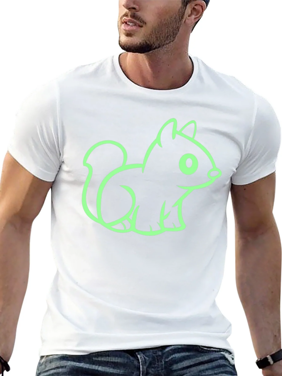Cute Squirrel Graphic Tee - Black Cotton T-Shirt product image 12