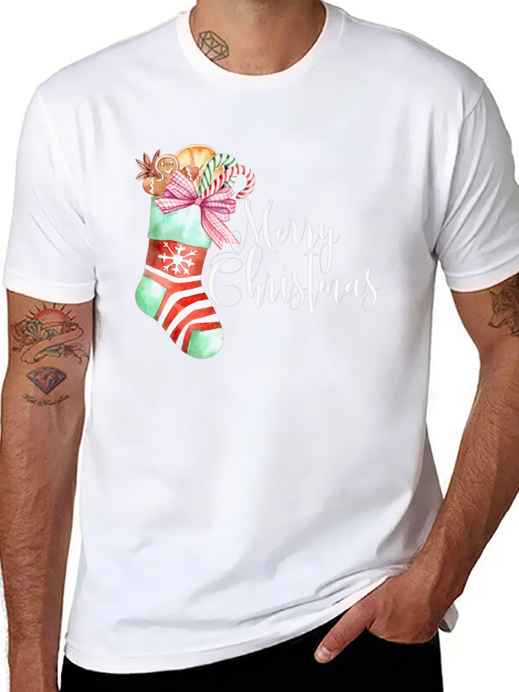 Festive Merry Christmas Stocking T-Shirt product image 7