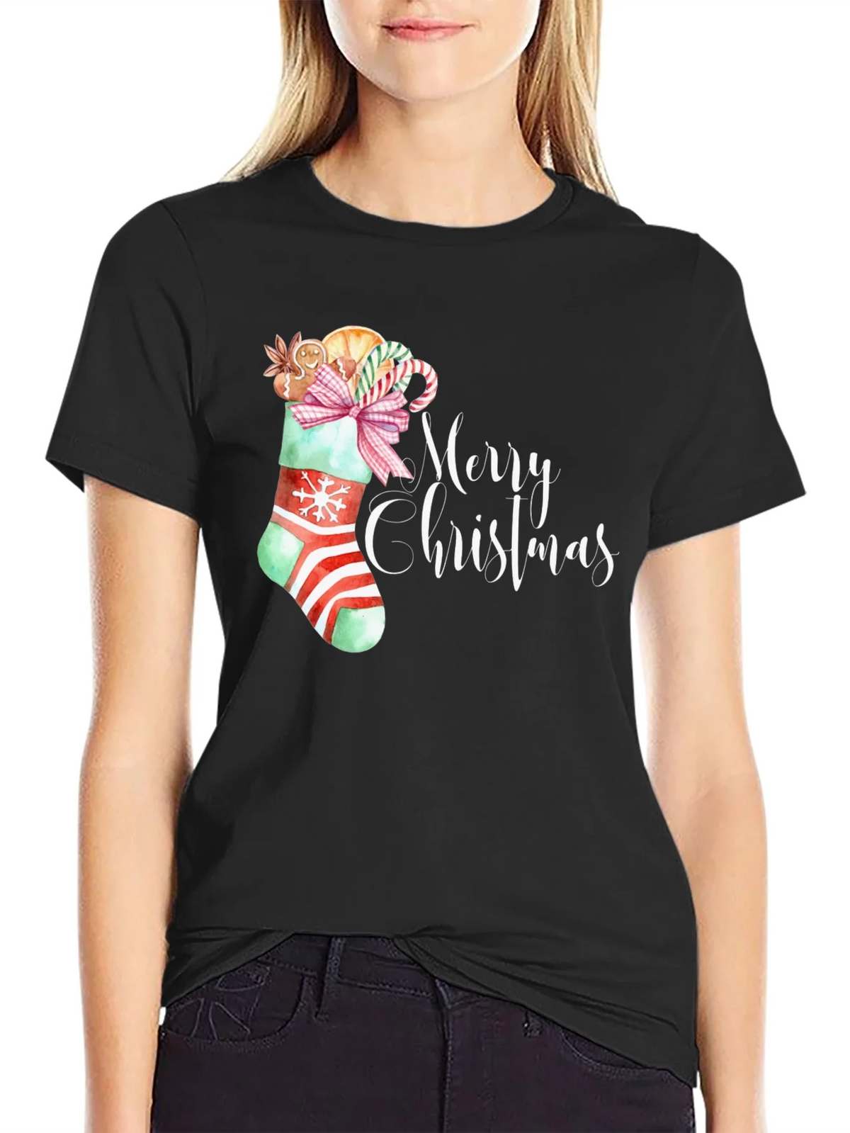 Festive Merry Christmas Stocking T-Shirt product image 2