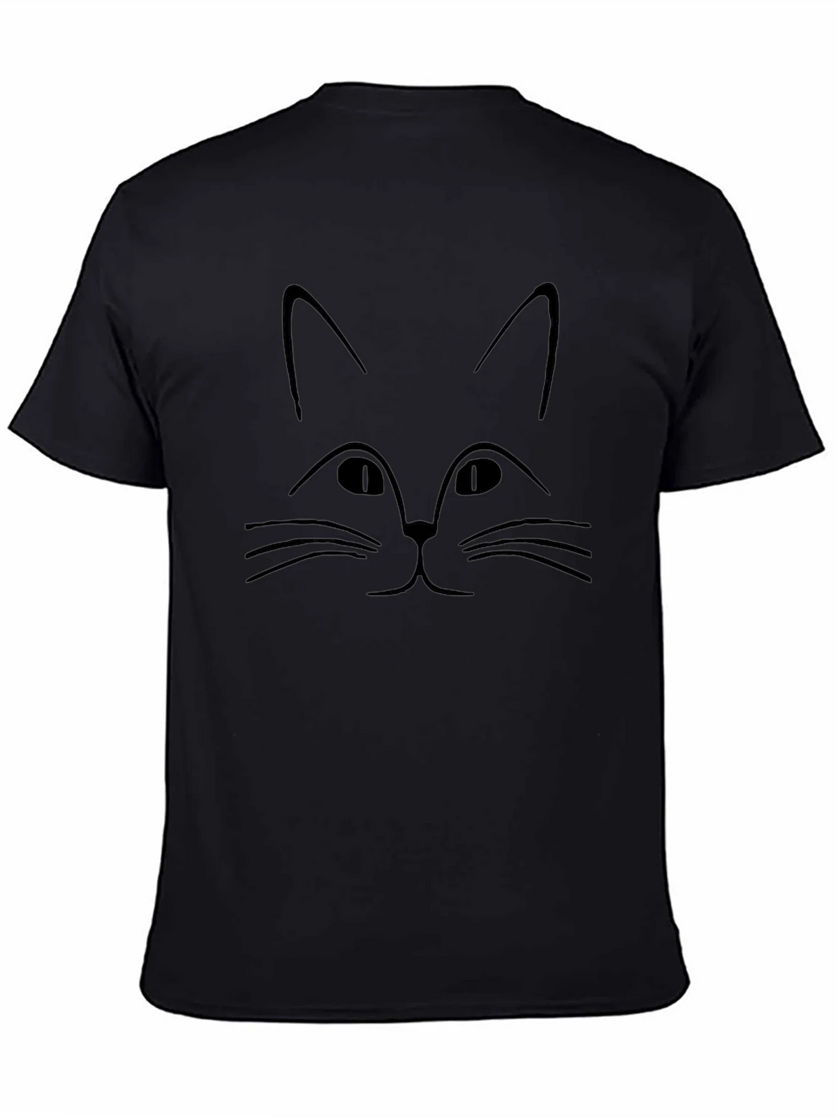 Minimalist Cat Face Graphic Black T-Shirt product image 4