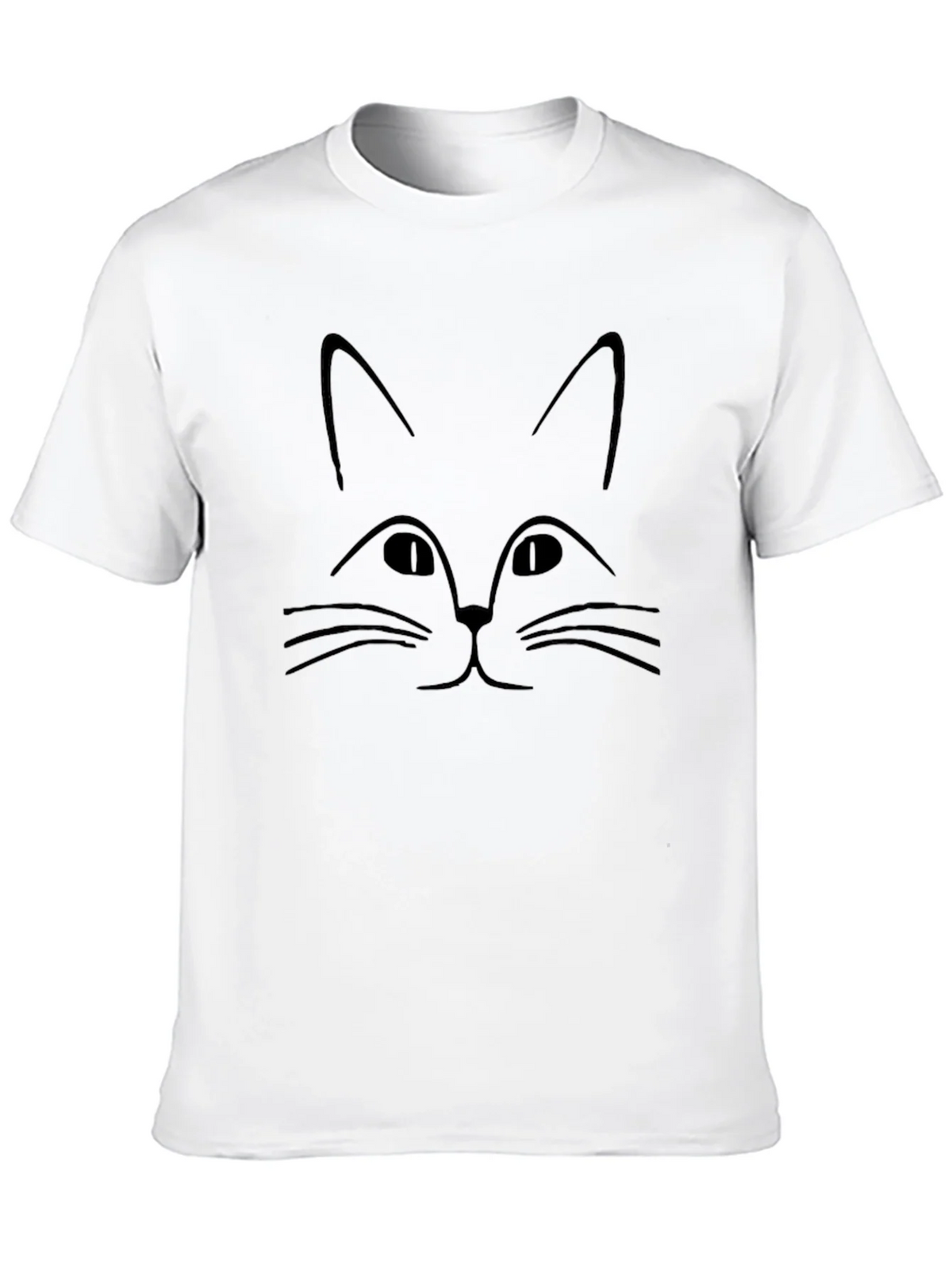 Minimalist Cat Face Graphic Black T-Shirt product image 9