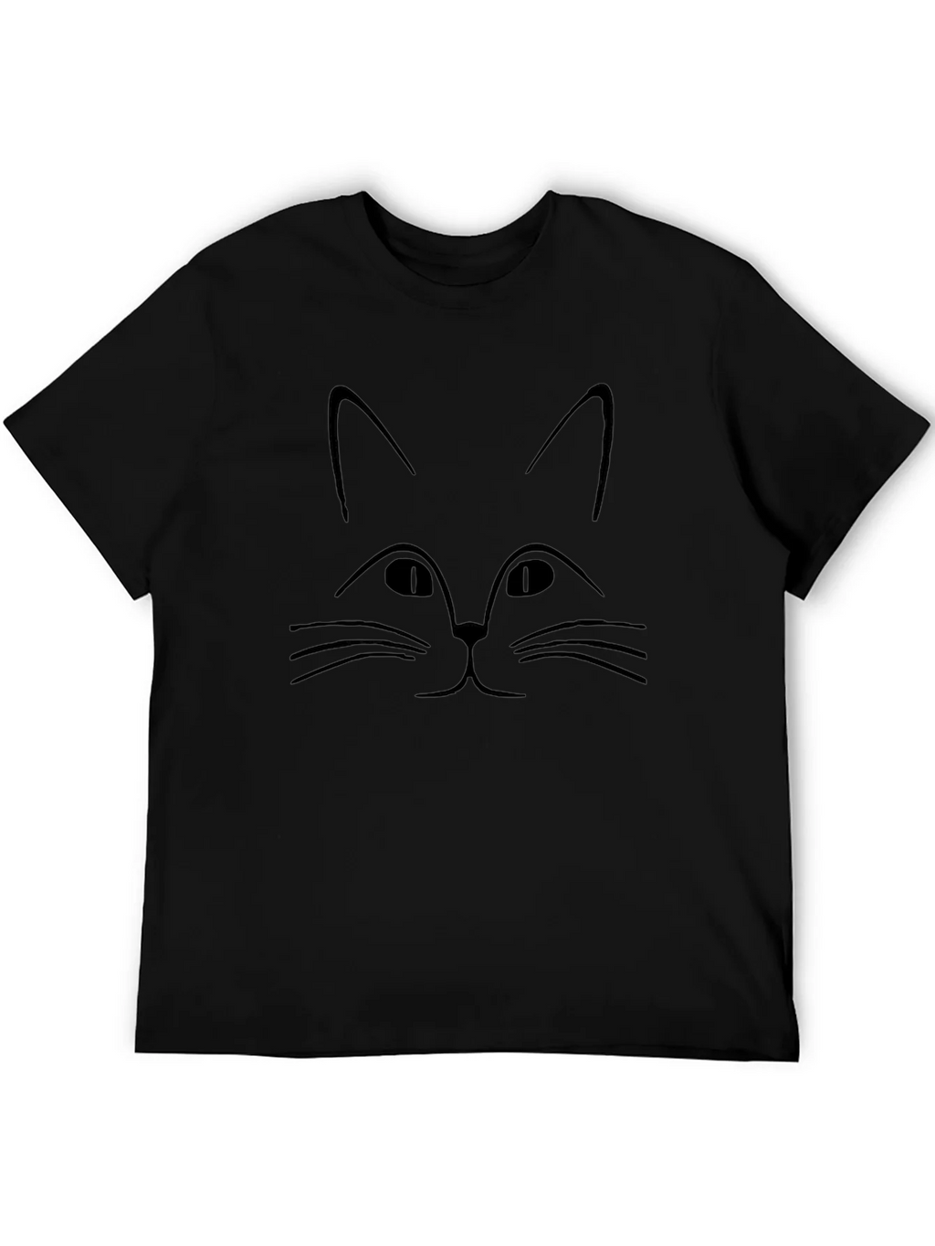 Minimalist Cat Face Graphic Black T-Shirt product image 5