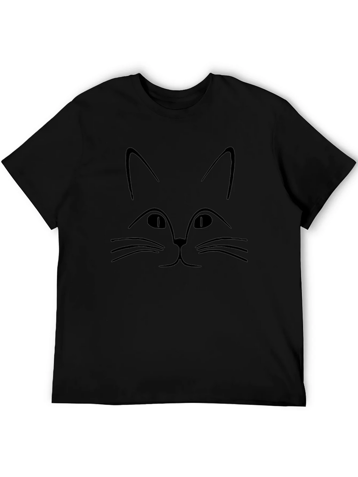 Minimalist Cat Face Graphic Black T-Shirt product image 5