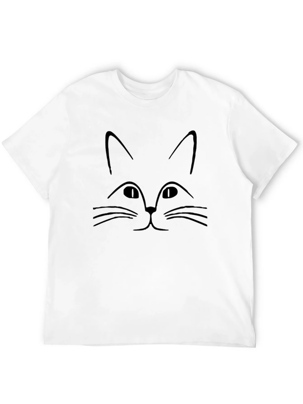 Minimalist Cat Face Graphic Black T-Shirt product image 11