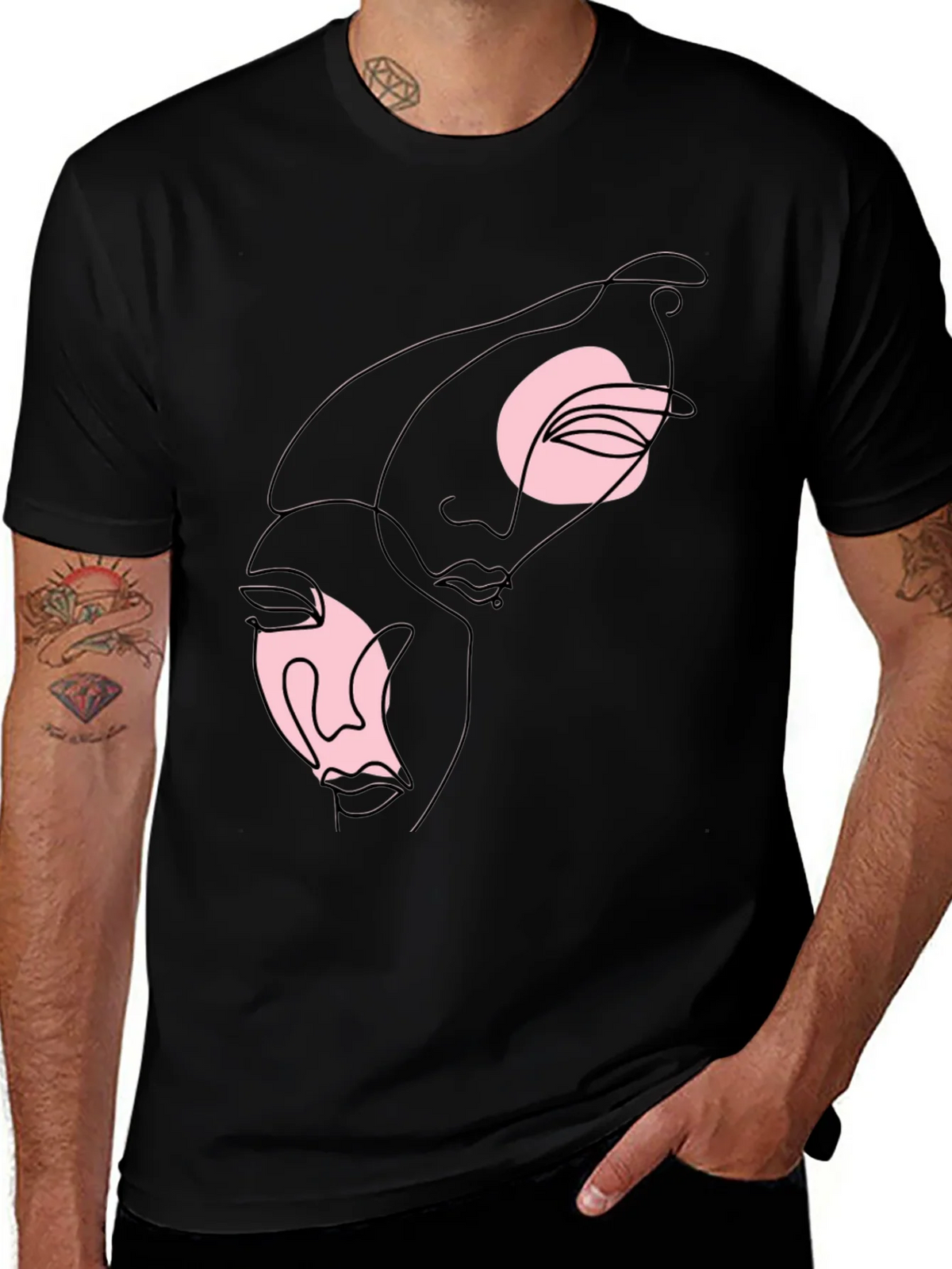 Abstract Faces Graphic Tee - Black product image 1