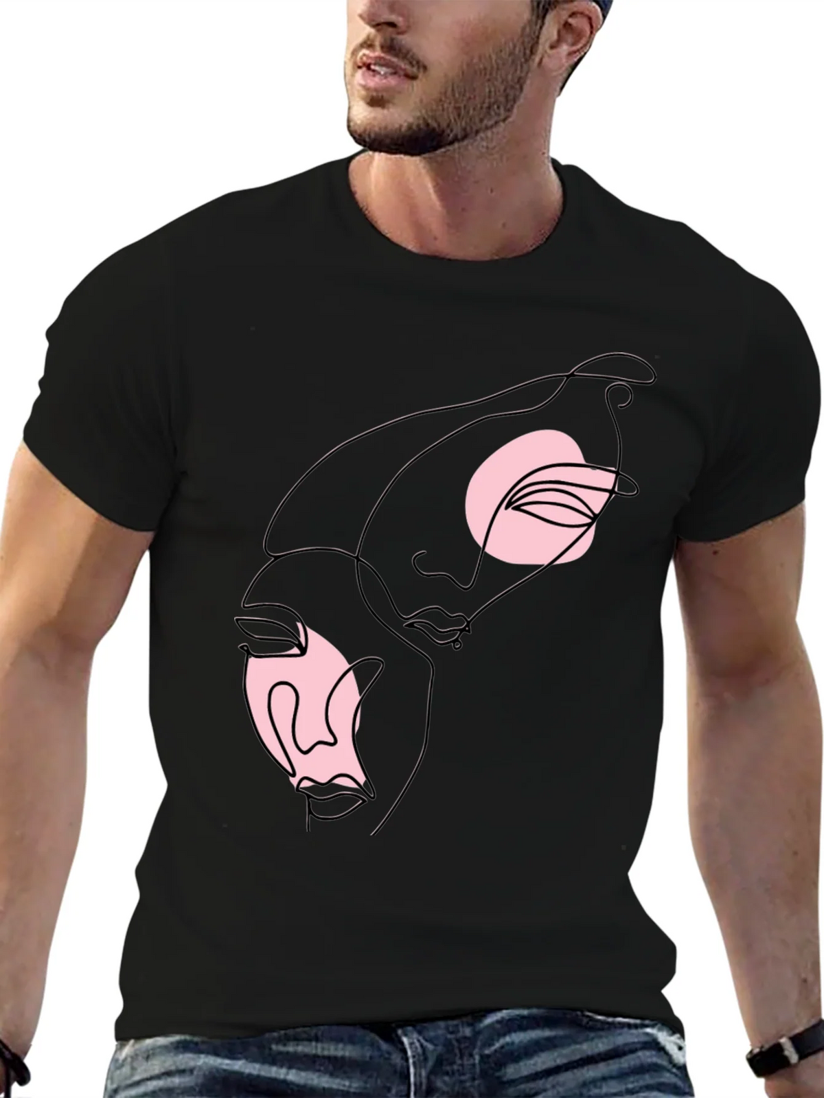 Abstract Faces Graphic Tee - Black product image 6