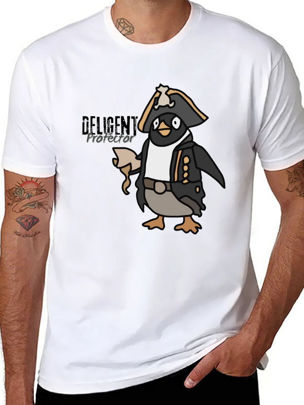 Pirate Penguin Graphic Tee - Black Cotton T-Shirt product image 7