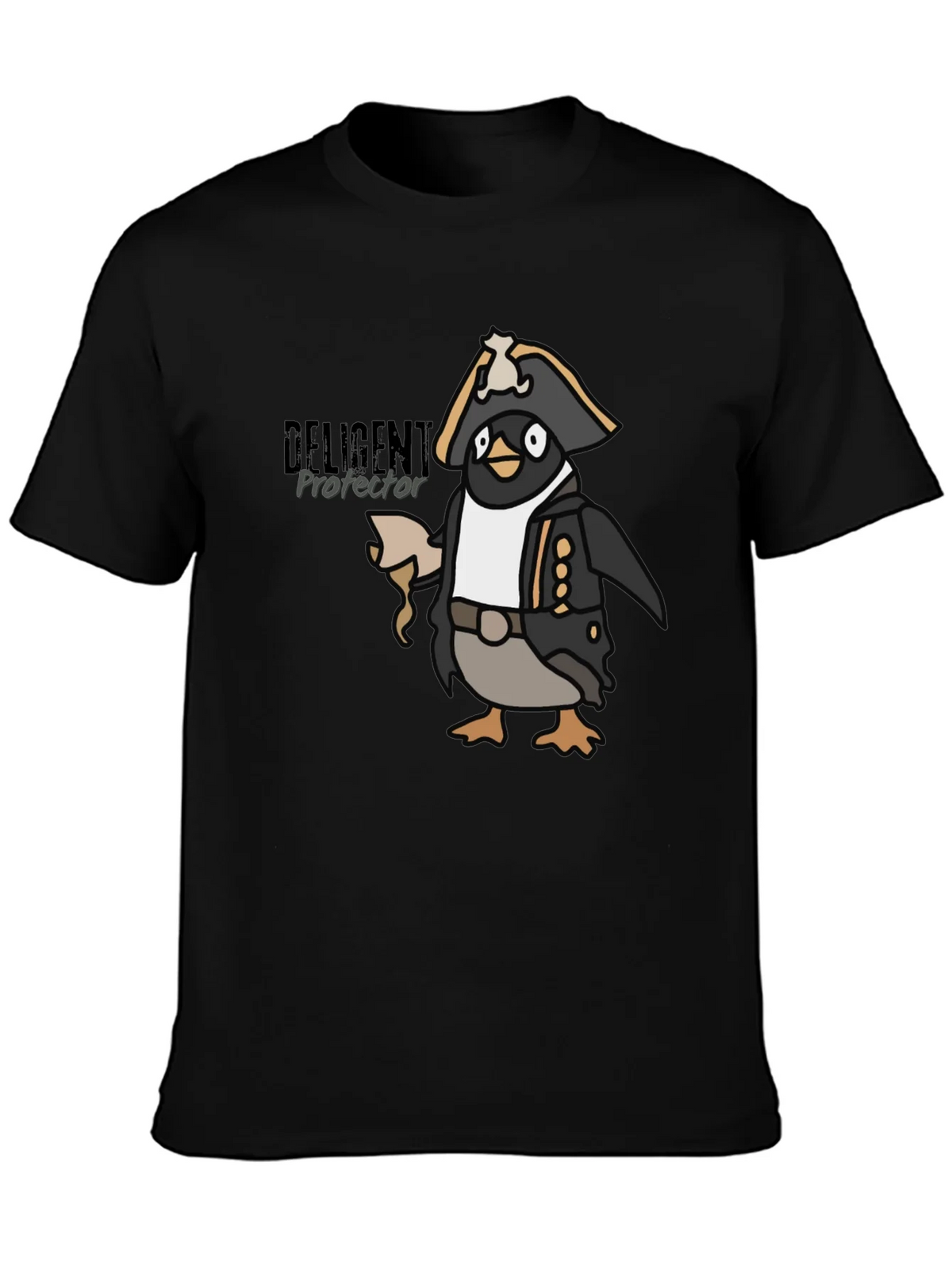 Pirate Penguin Graphic Tee - Black Cotton T-Shirt product image 3