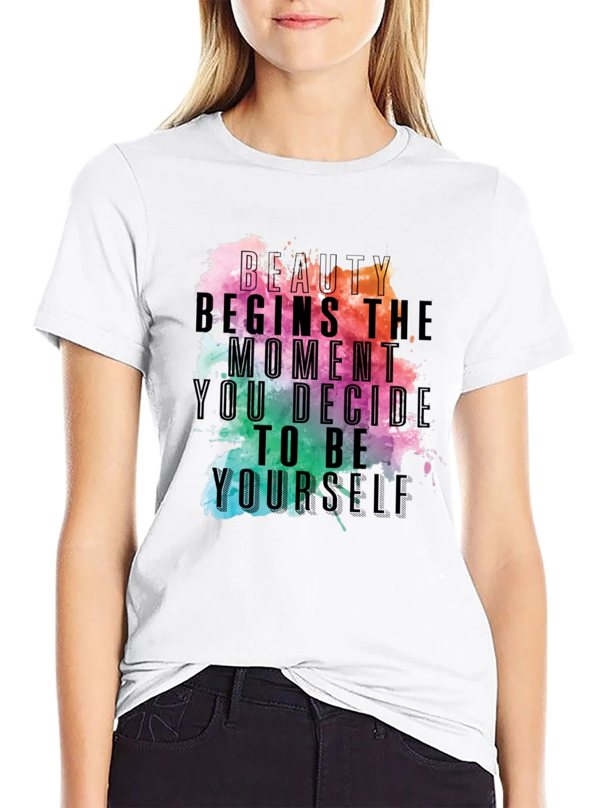 Beauty Begins Graphic Tee - Inspirational Black T-Shirt product image 8
