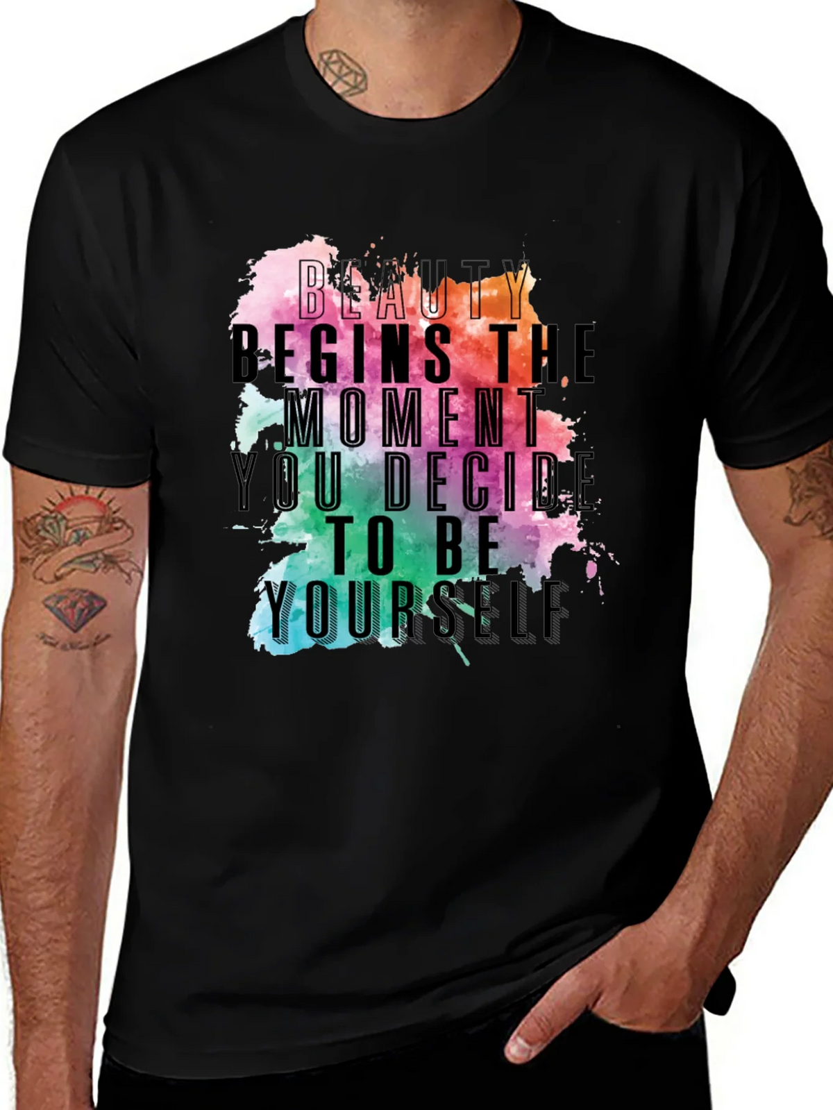 Beauty Begins Graphic Tee - Inspirational Black T-Shirt product image 1