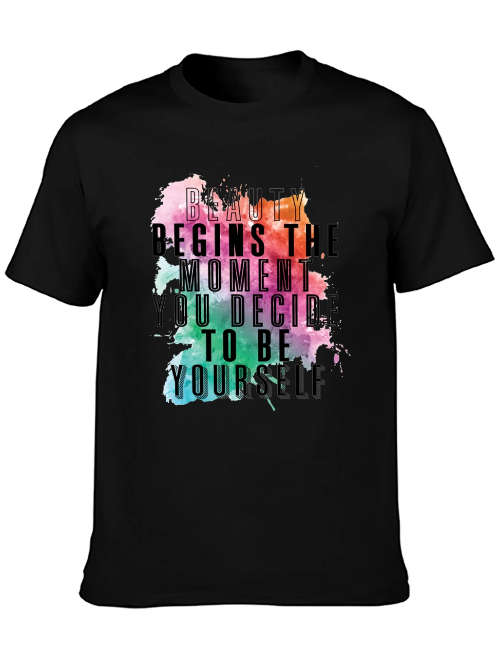 Beauty Begins Graphic Tee - Inspirational Black T-Shirt product image 3