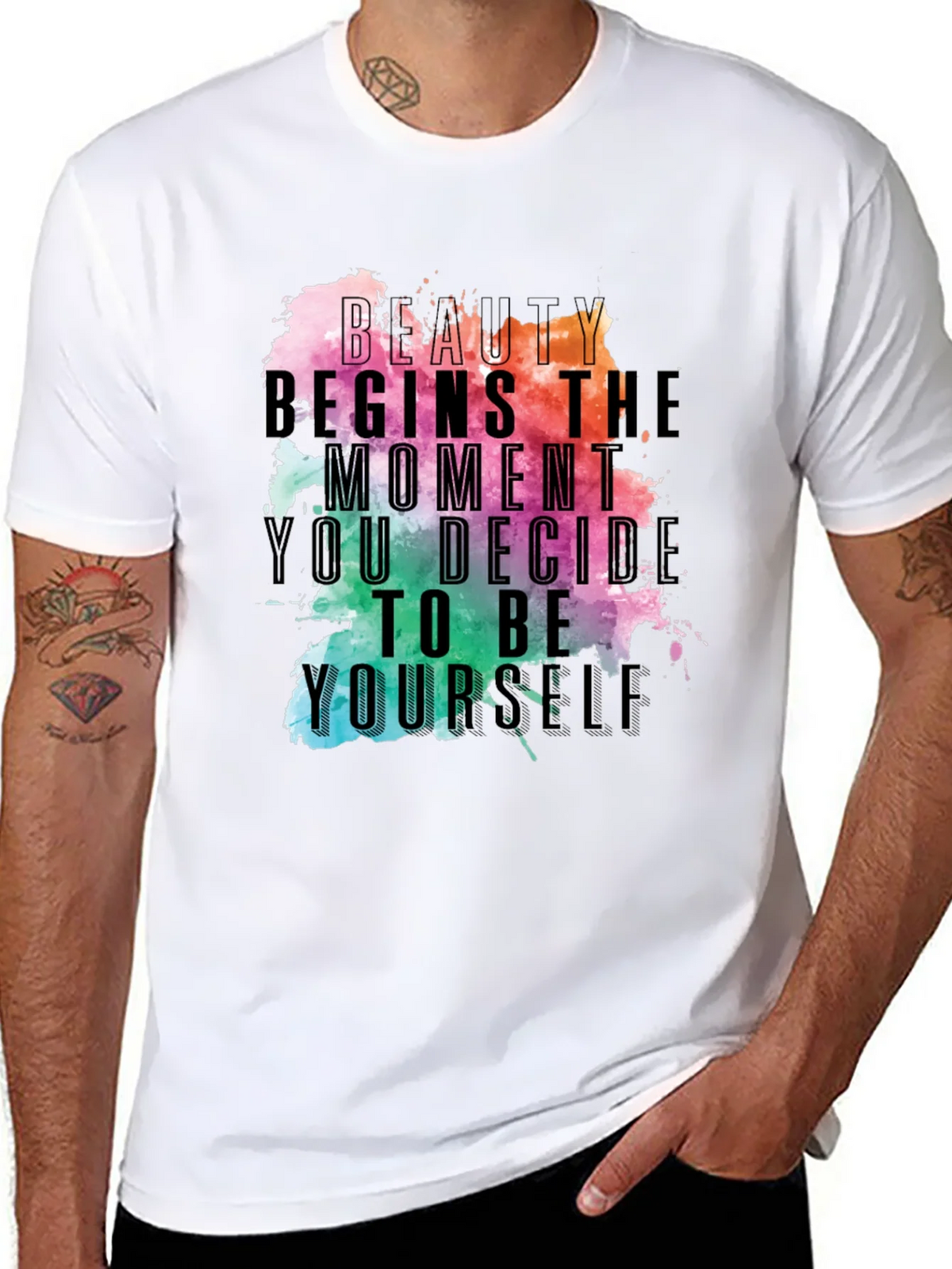 Beauty Begins Graphic Tee - Inspirational Black T-Shirt product image 7