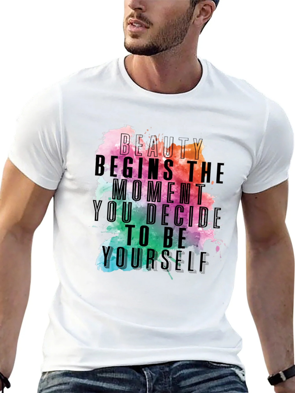 Beauty Begins Graphic Tee - Inspirational Black T-Shirt product image 12