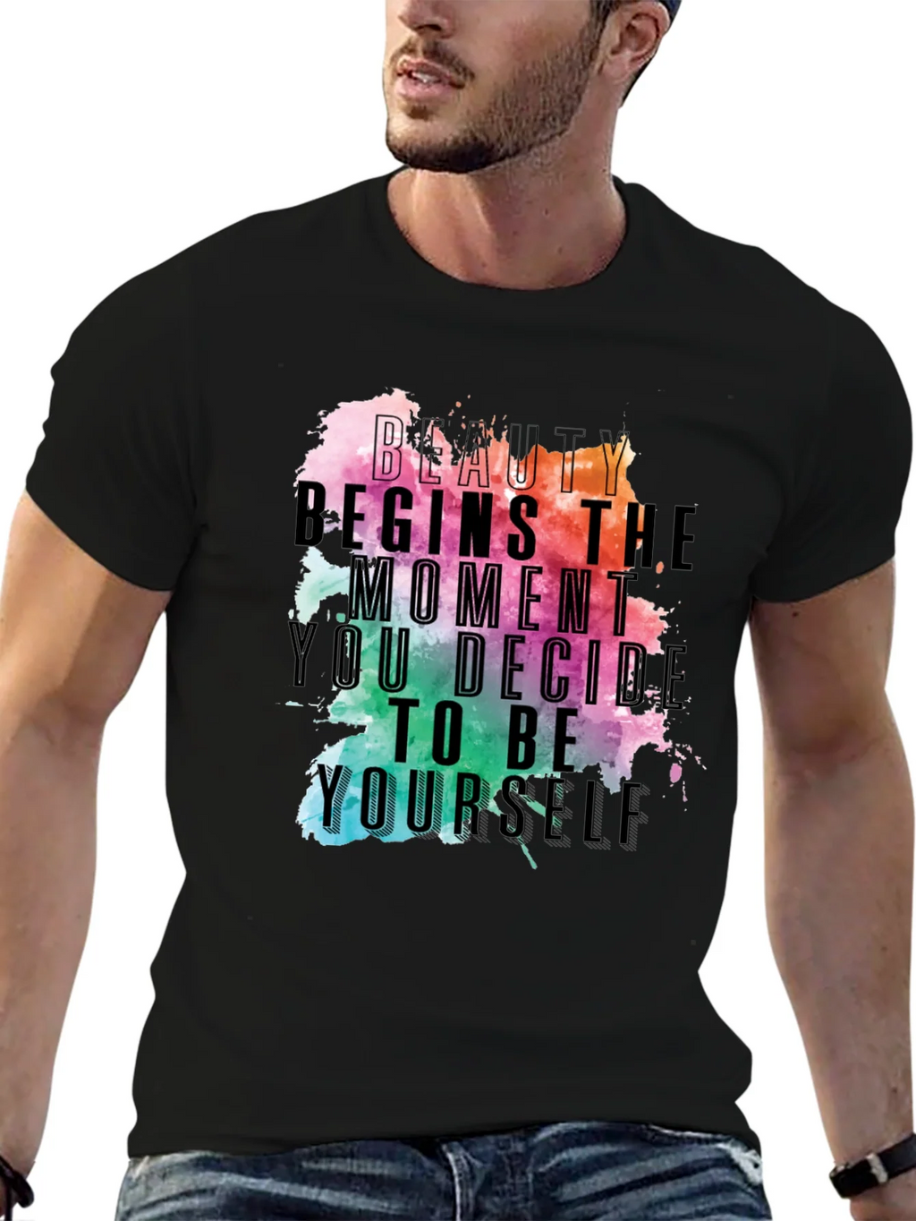 Beauty Begins Graphic Tee - Inspirational Black T-Shirt product image 6