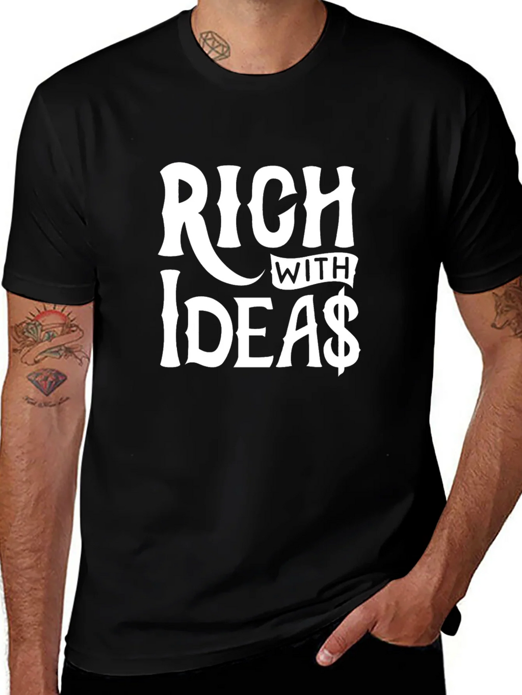 Rich with Ideas Graphic T-Shirt - Black Crew Neck Tee product image 1