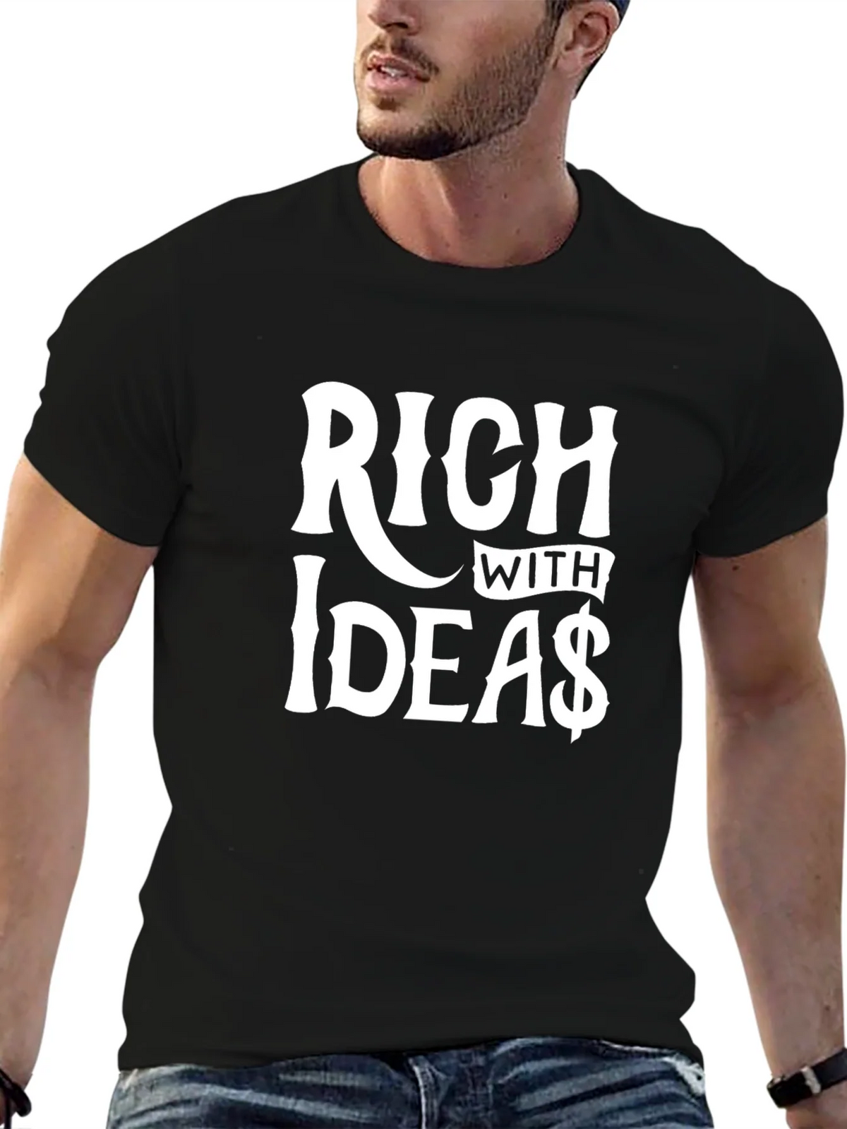 Rich with Ideas Graphic T-Shirt - Black Crew Neck Tee product image 6