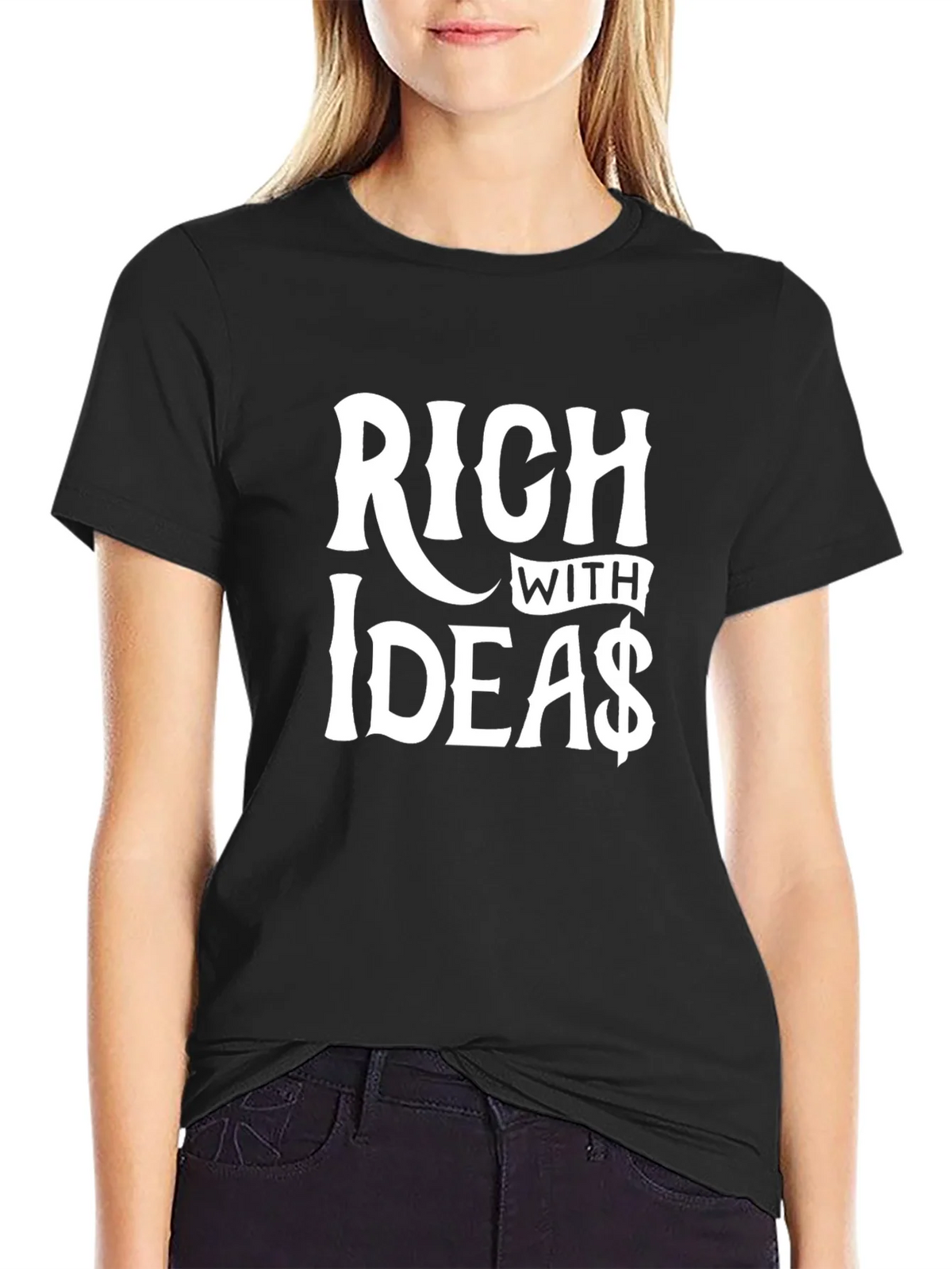 Rich with Ideas Graphic T-Shirt - Black Crew Neck Tee product image 2
