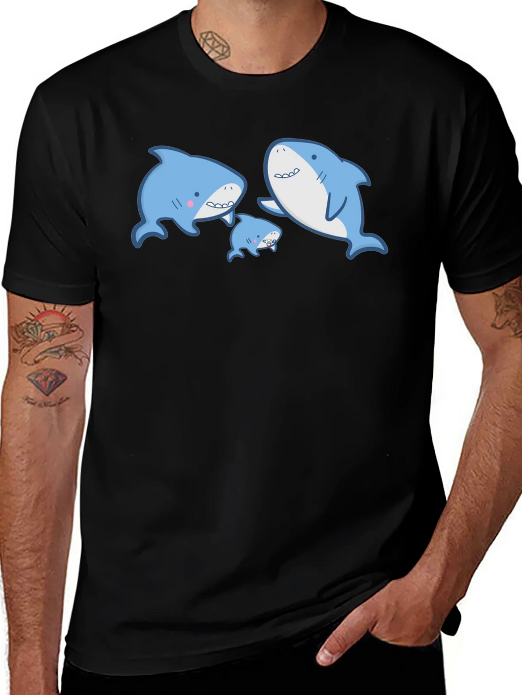 Cute Shark Family Graphic T-Shirt product image 1
