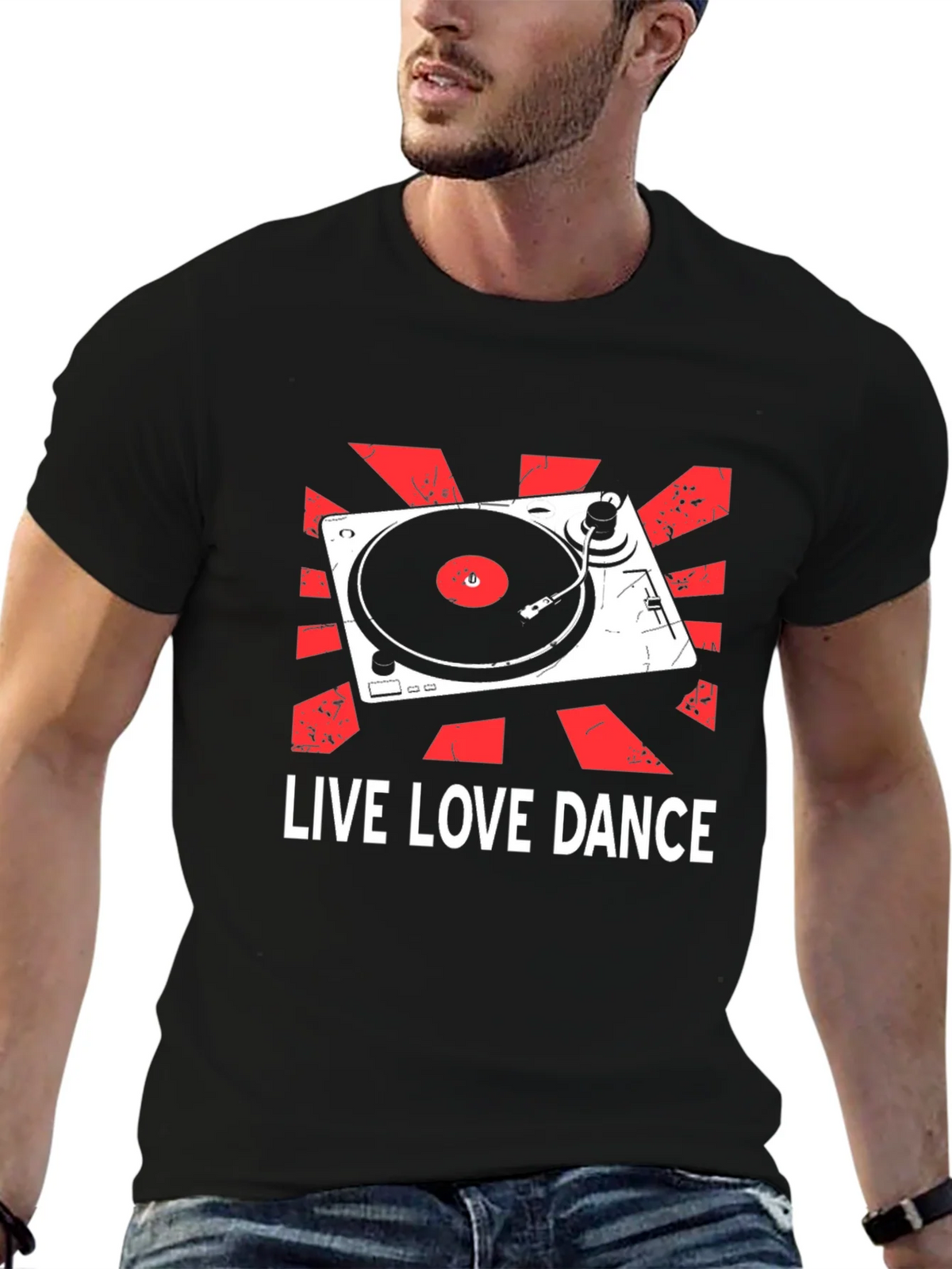 Live Love Dance DJ Turntable Graphic T-Shirt product image 6