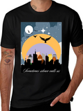 Night Cityscape Graphic Tee - Sometimes Silence Calls Us product image 1