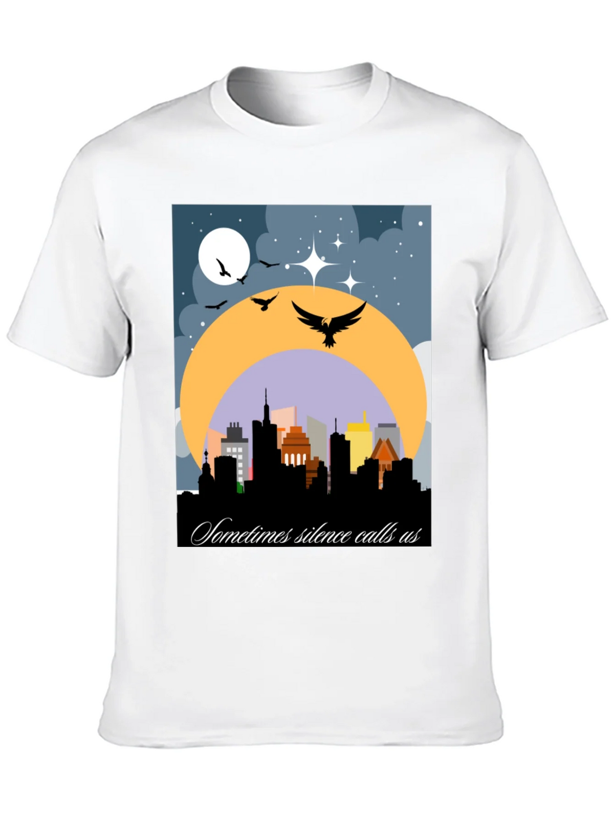Night Cityscape Graphic Tee - Sometimes Silence Calls Us product image 9