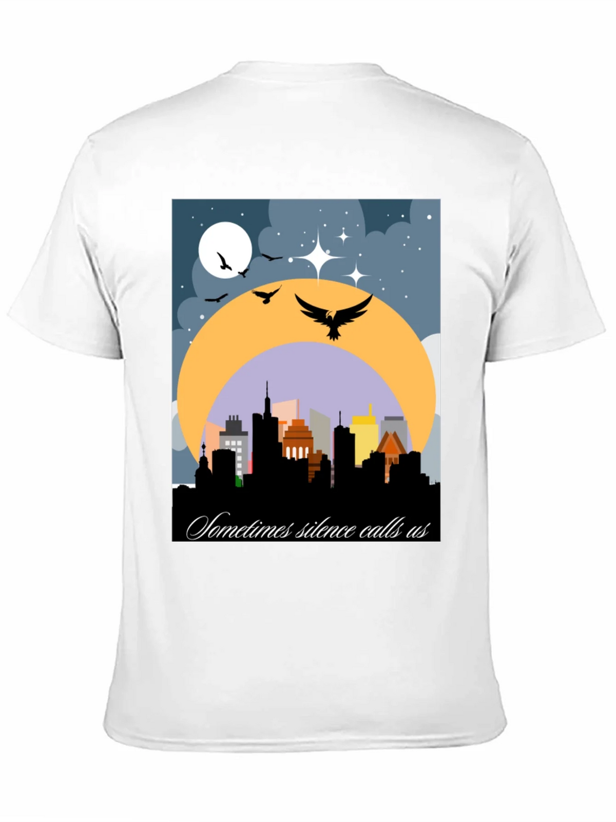 Night Cityscape Graphic Tee - Sometimes Silence Calls Us product image 10