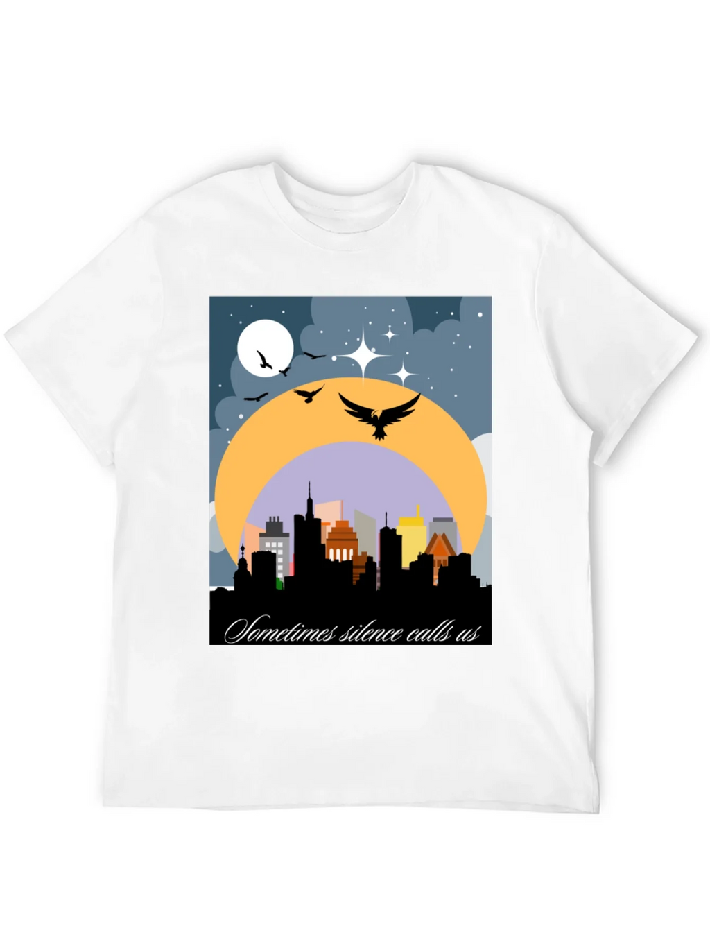 Night Cityscape Graphic Tee - Sometimes Silence Calls Us product image 11