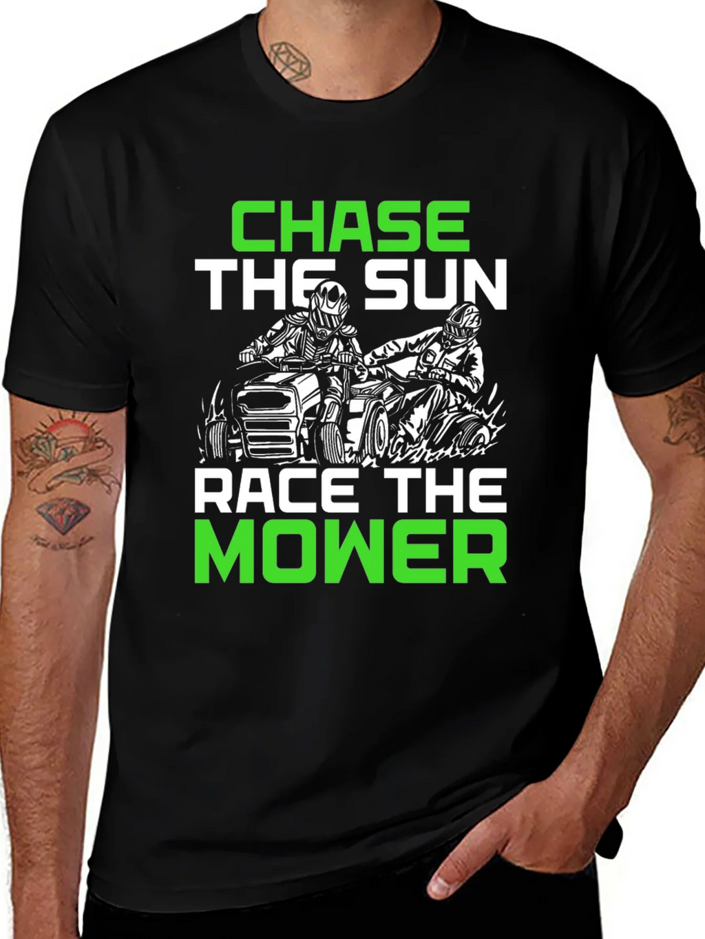 Chase the Sun Race Mower Black T-Shirt product image 1