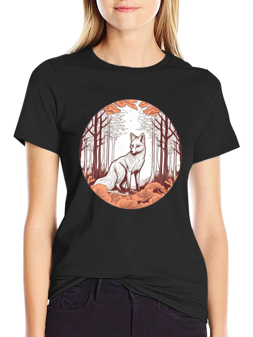 Fox in Forest Graphic Tee - Unique Art T-Shirt product image 2
