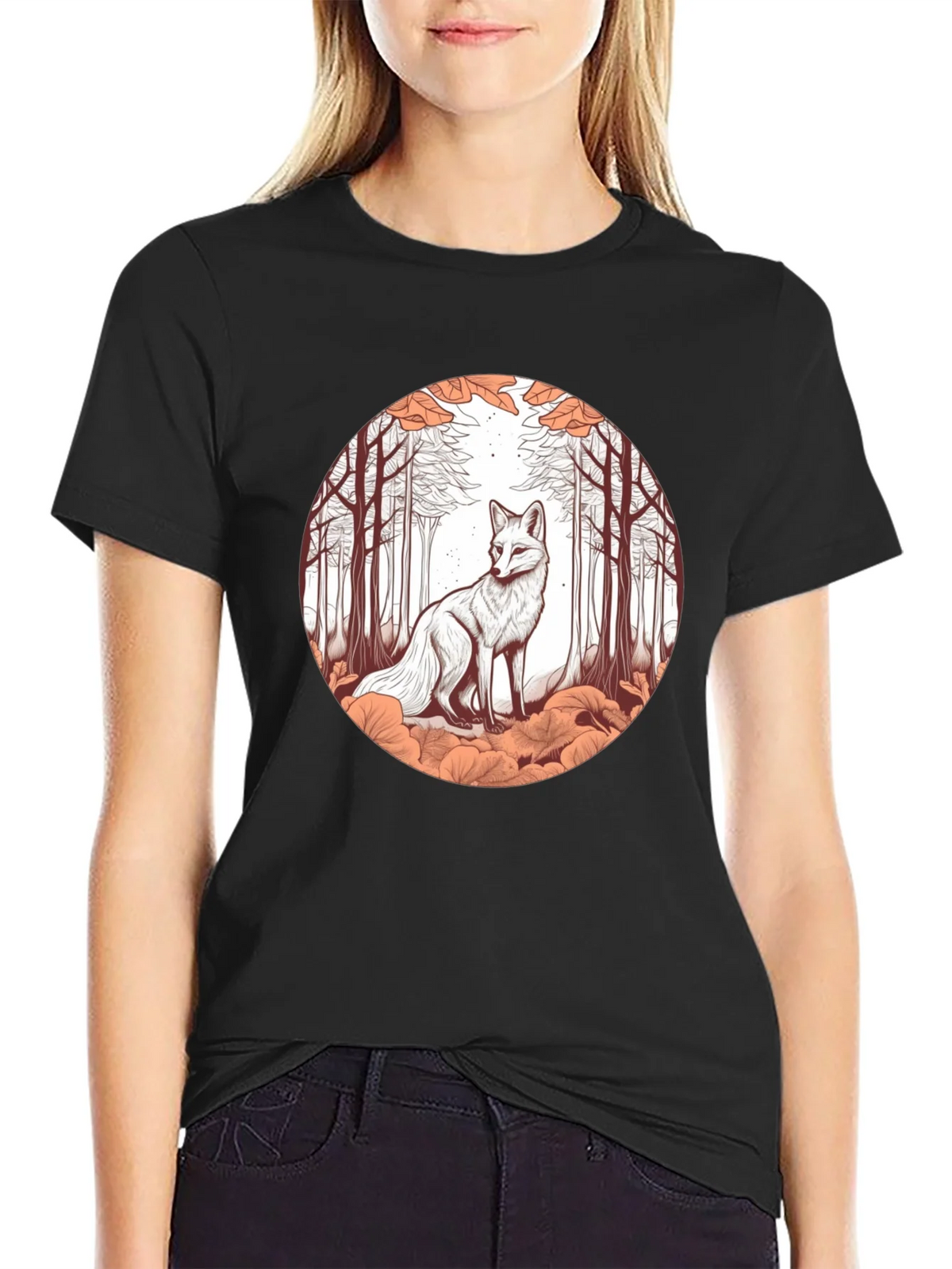 Fox in Forest Graphic Tee - Unique Art T-Shirt product image 2