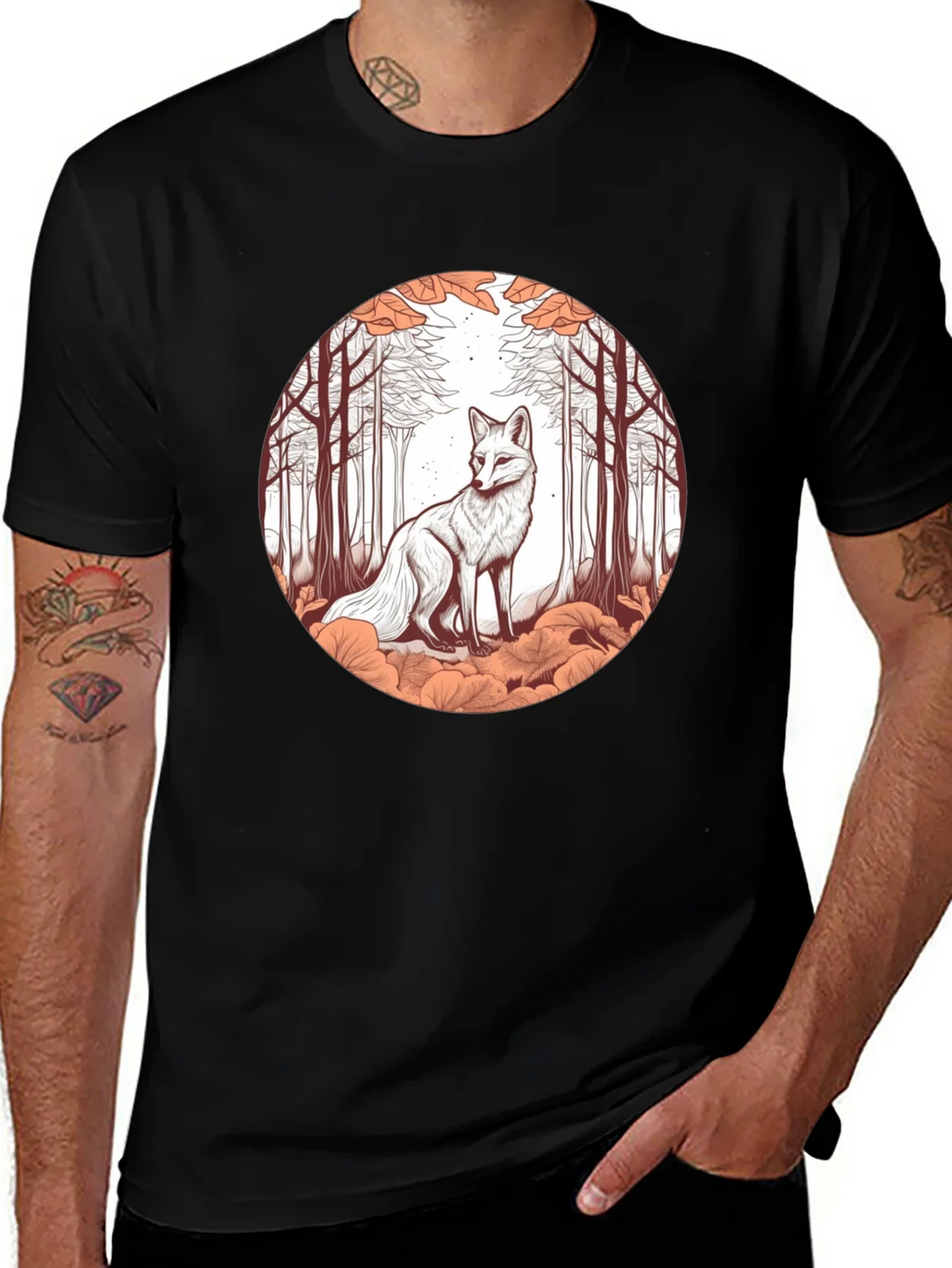 Fox in Forest Graphic Tee - Unique Art T-Shirt product image 1