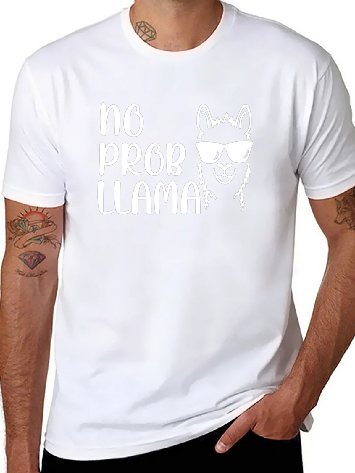 No Prob Llama Graphic T-Shirt - Black Cotton Tee product image 6