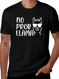 No Prob Llama Graphic T-Shirt - Black Cotton Tee product image 1