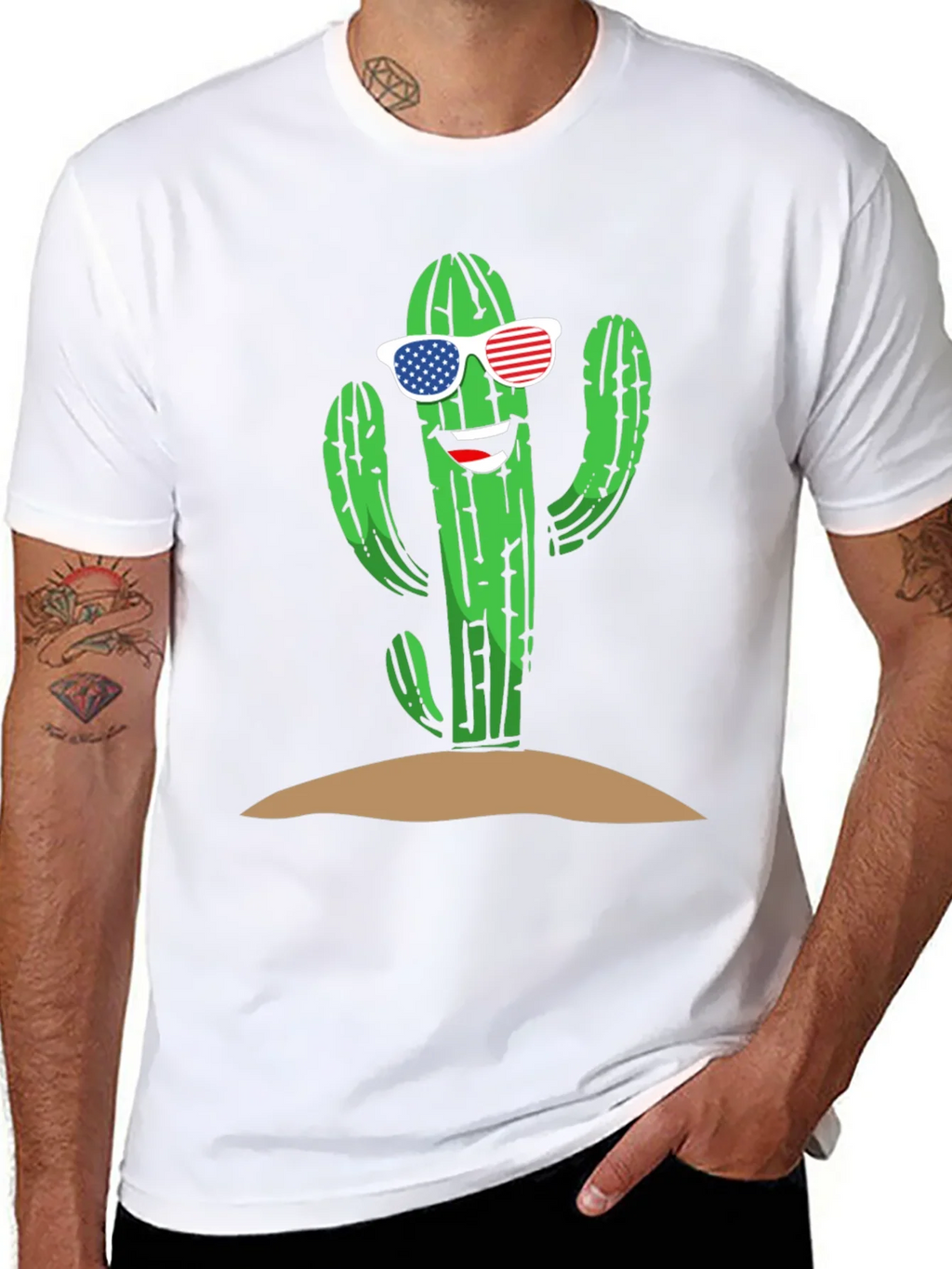 Cool Cactus USA Flag Sunglasses Tee product image 7