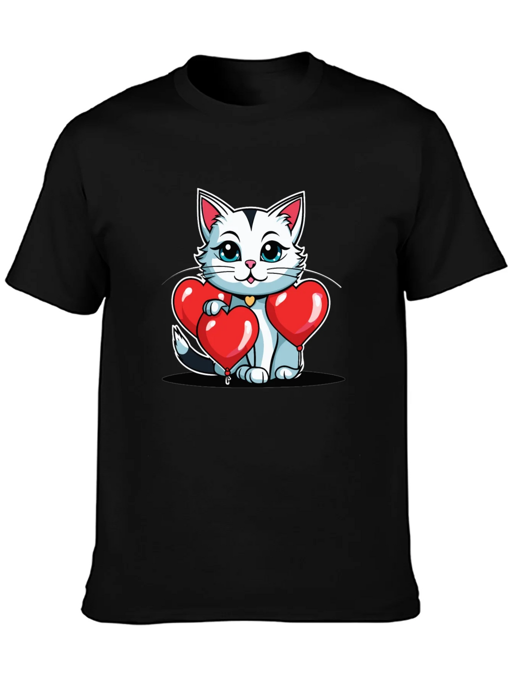 Valentines Cat T-Shirt - Heart Balloons product image 3
