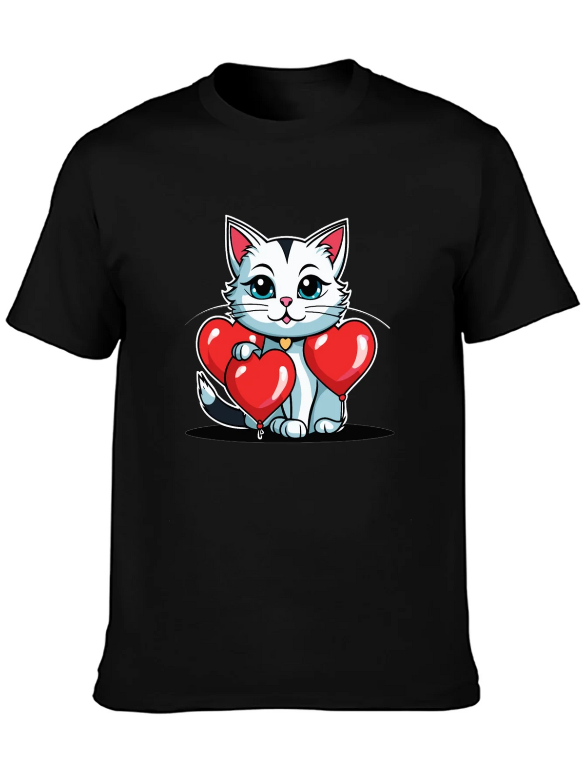 Valentines Cat T-Shirt - Heart Balloons product image 3