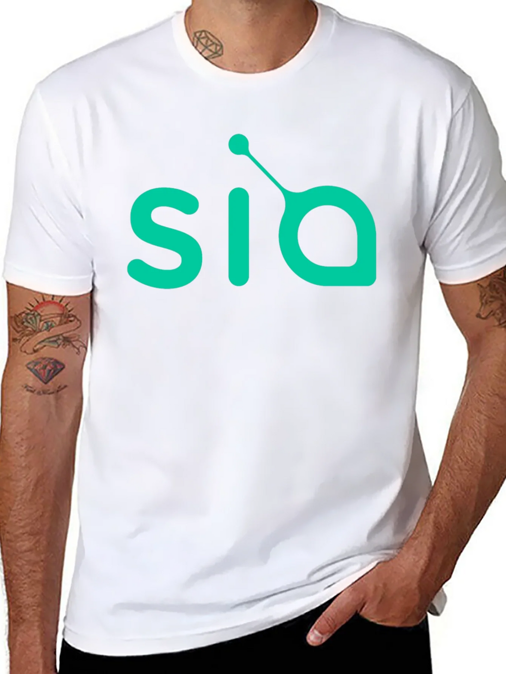 Mens Black T-Shirt with Green SIA Logo product image 7