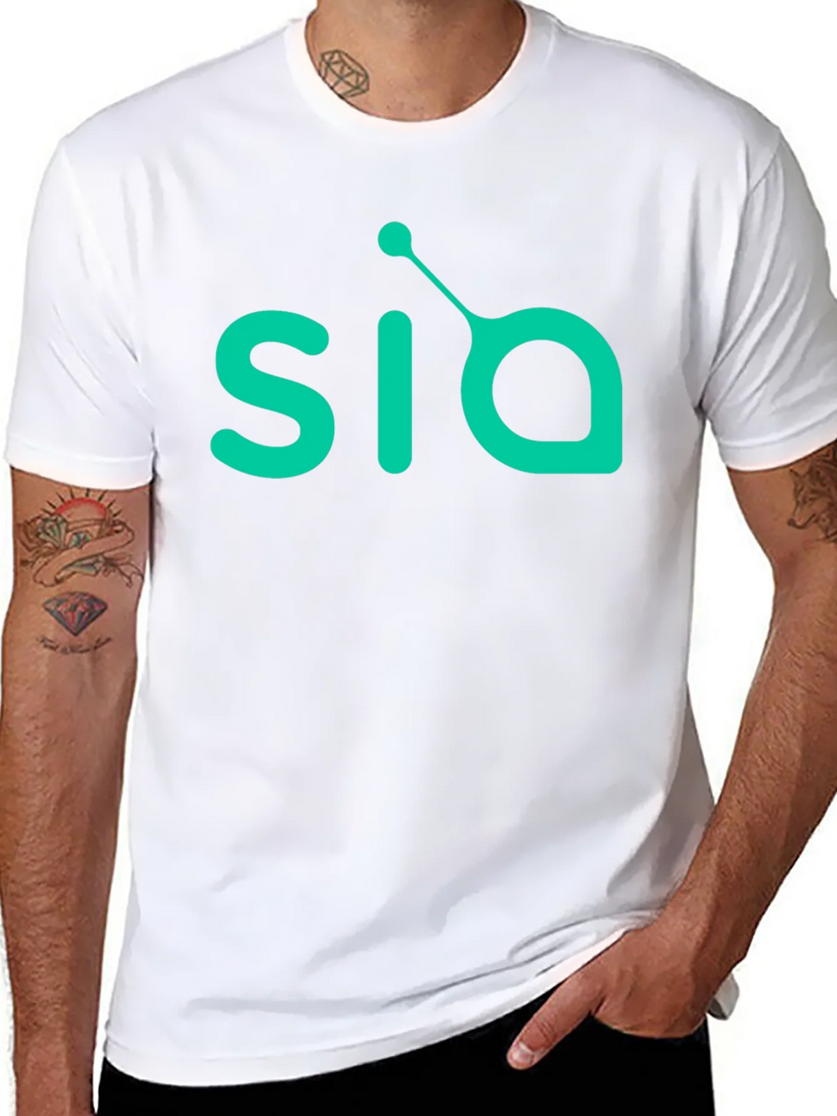 Mens Black T-Shirt with Green SIA Logo product image 7