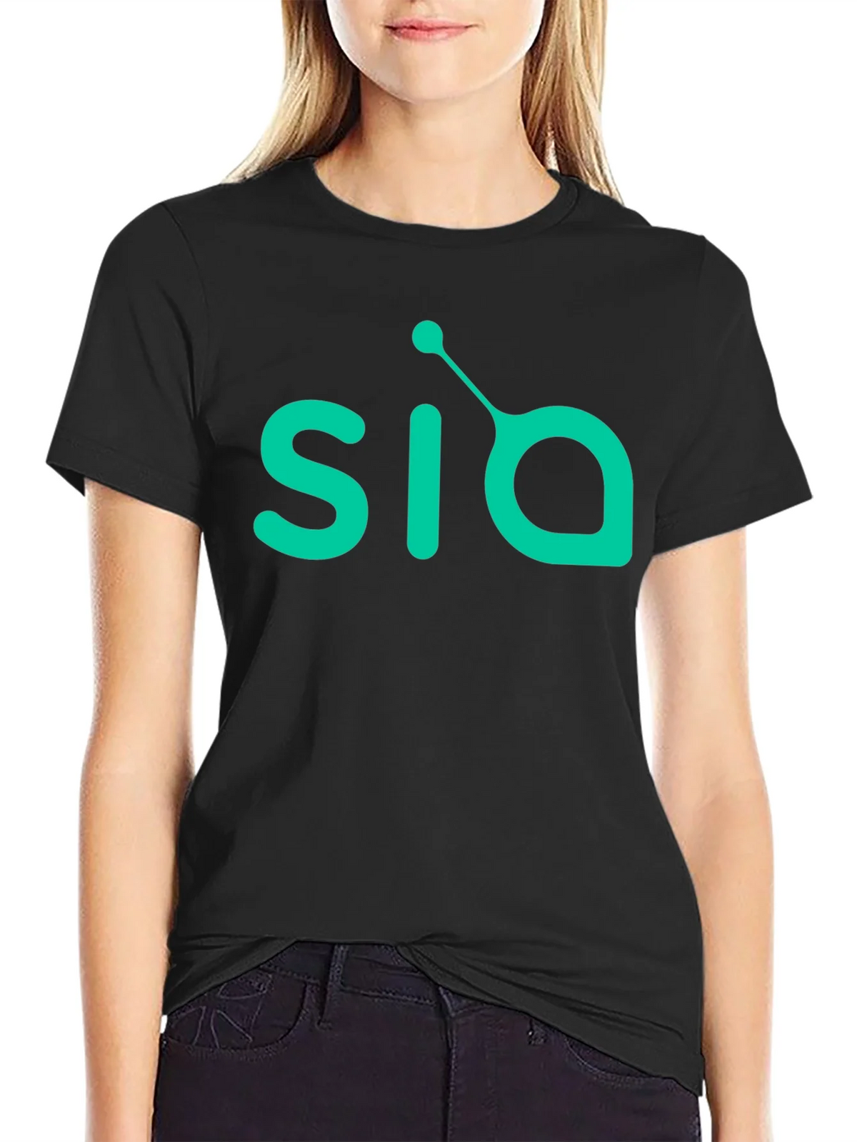 Mens Black T-Shirt with Green SIA Logo product image 2