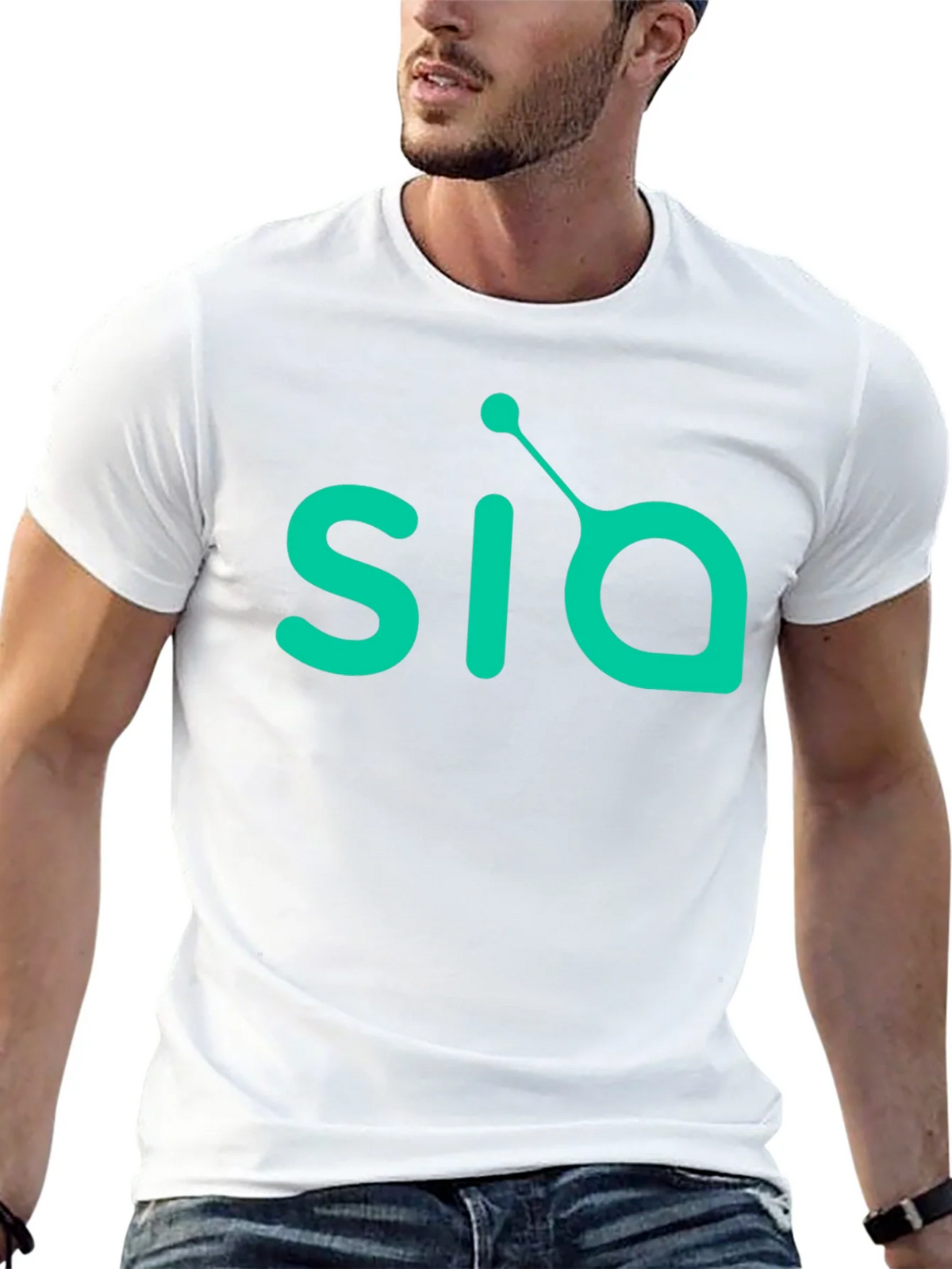 Mens Black T-Shirt with Green SIA Logo product image 12