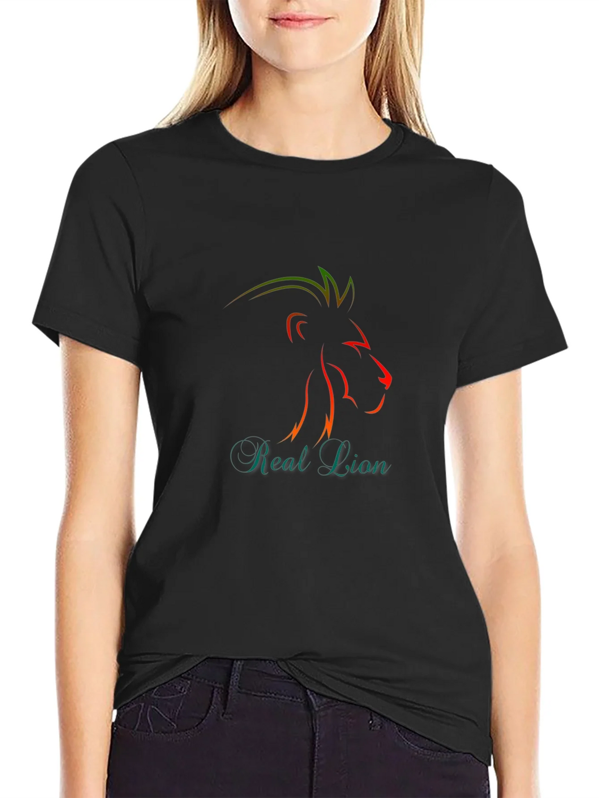 Stylish Black T-Shirt with Lion Graphic product image 2