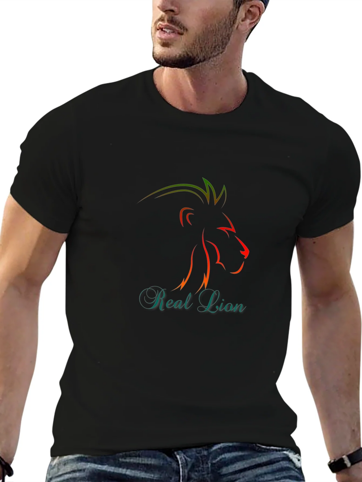 Stylish Black T-Shirt with Lion Graphic product image 6