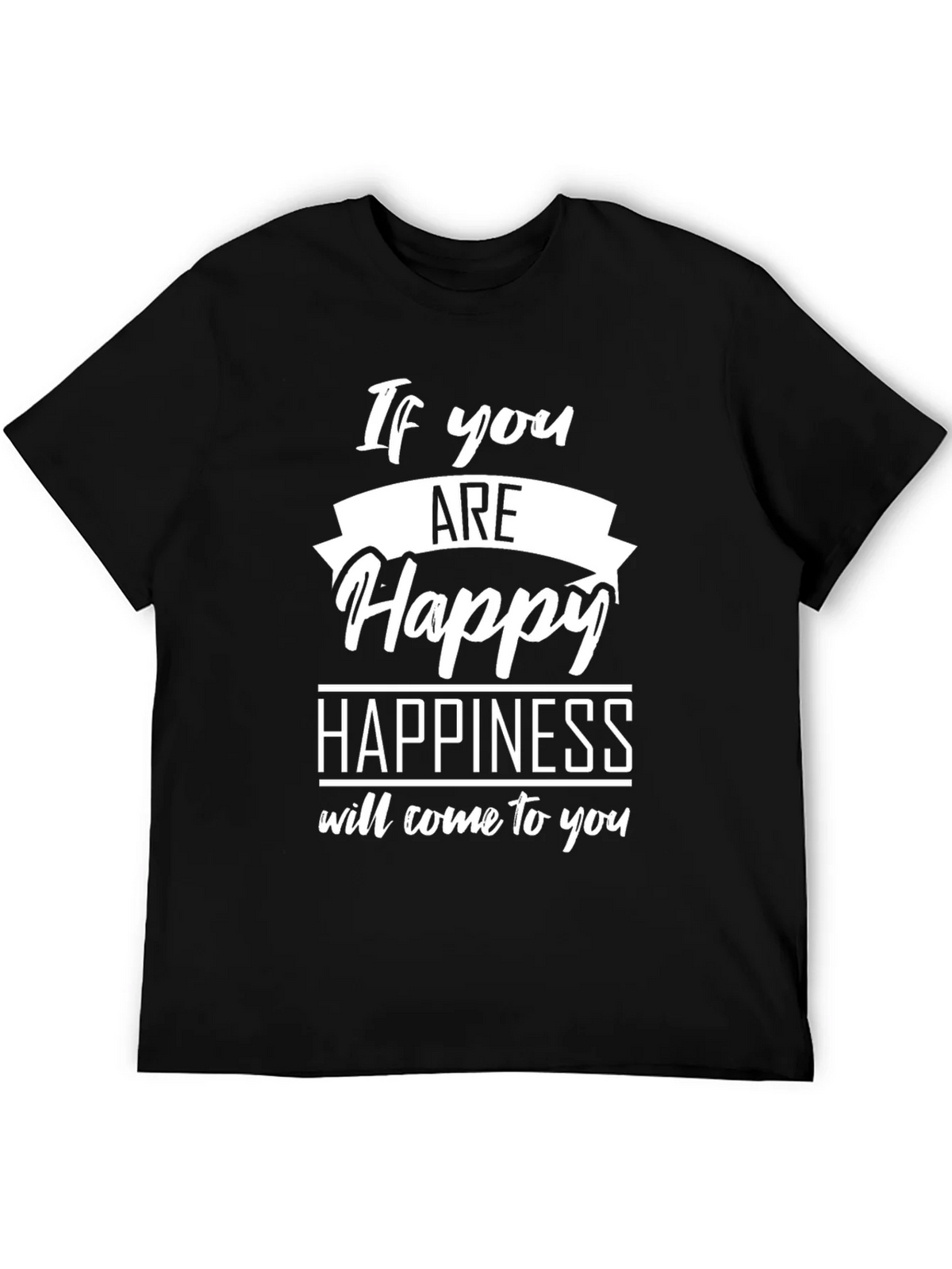 Happy Graphic Black T-Shirt - Inspirational Tee product image 5