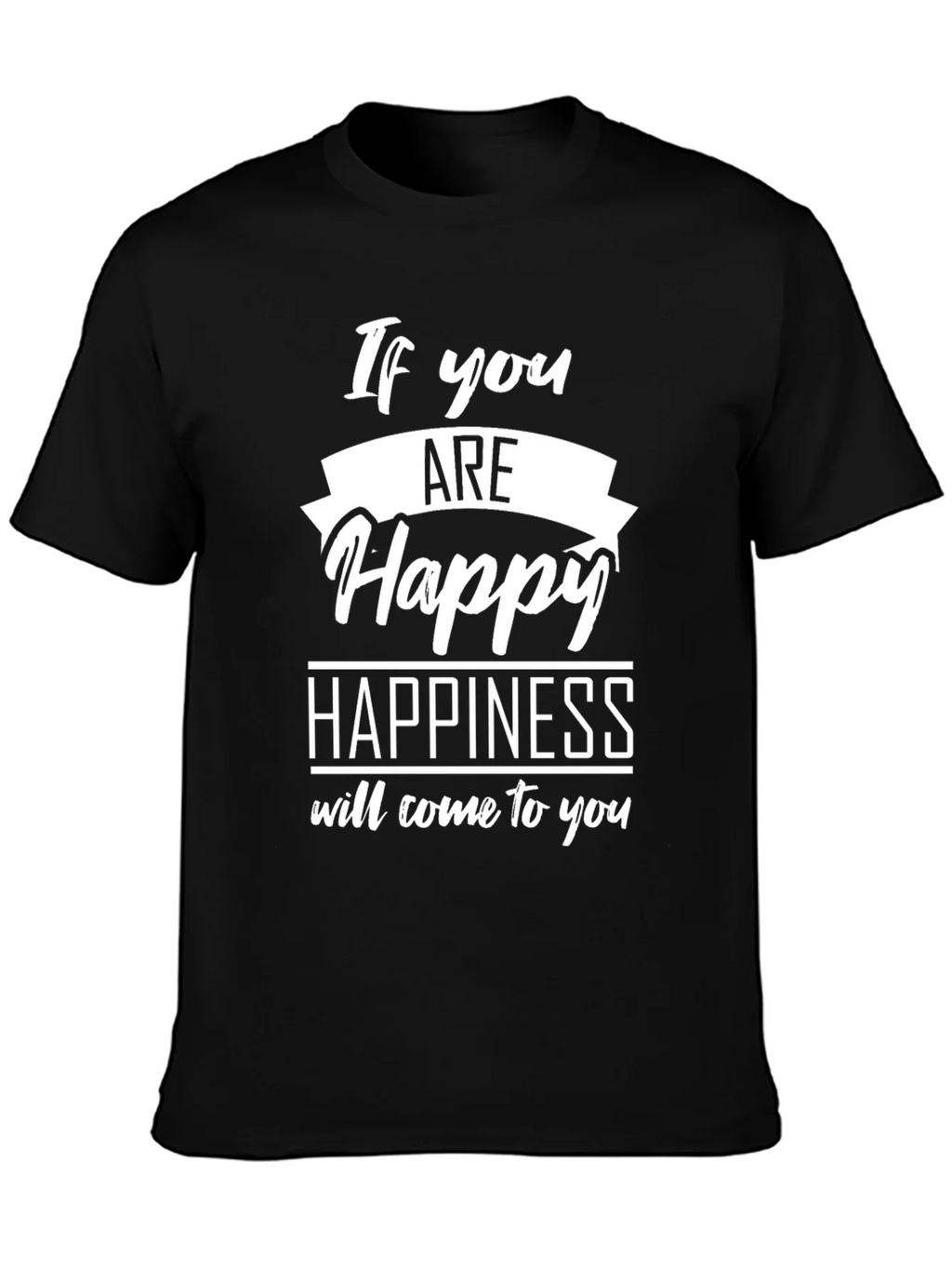 Happy Graphic Black T-Shirt - Inspirational Tee product image 3