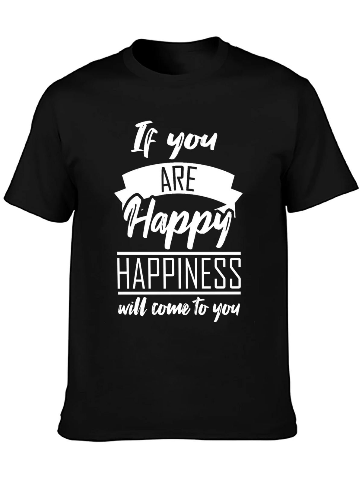 Happy Graphic Black T-Shirt - Inspirational Tee product image 3