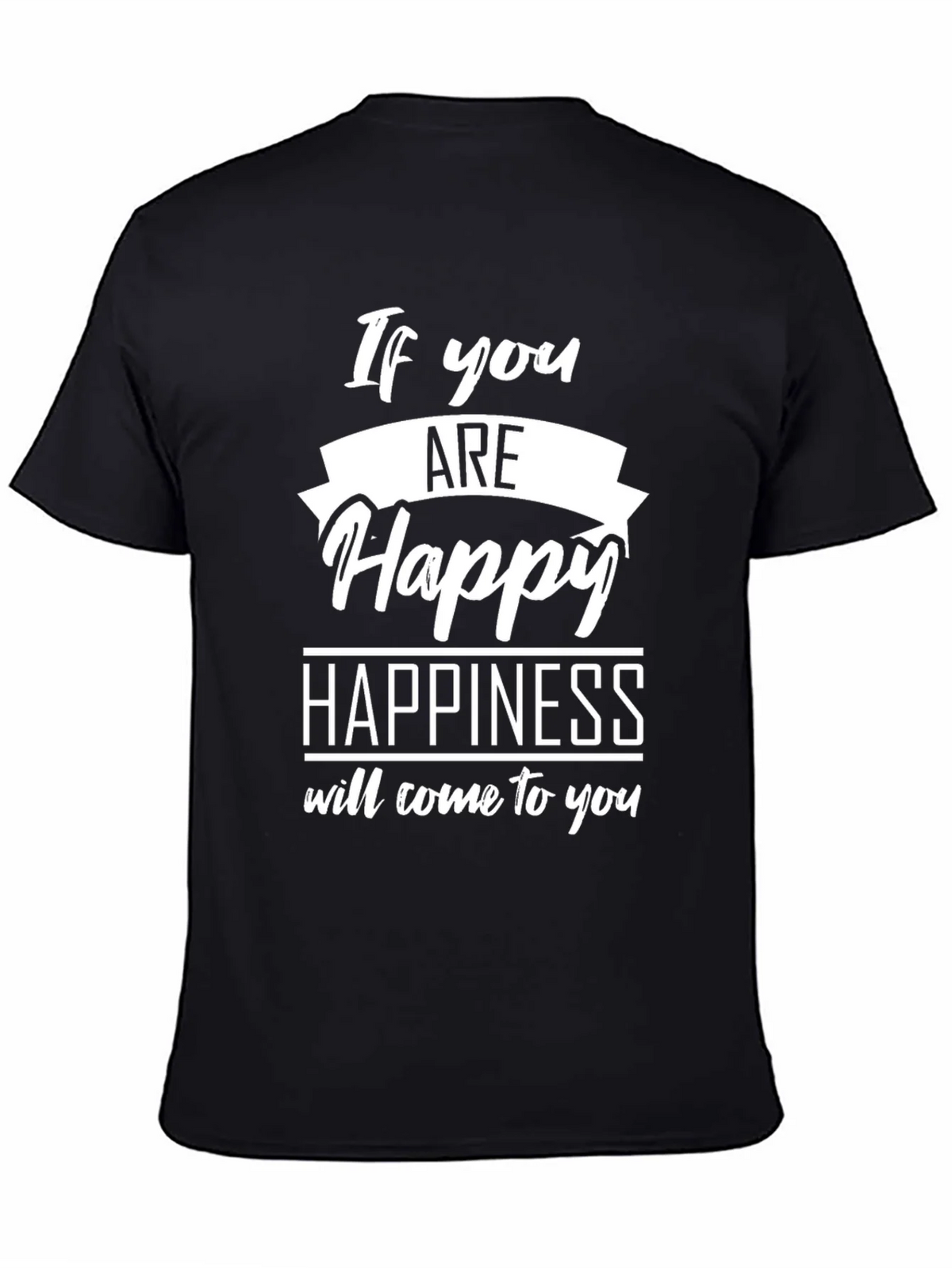 Happy Graphic Black T-Shirt - Inspirational Tee product image 4
