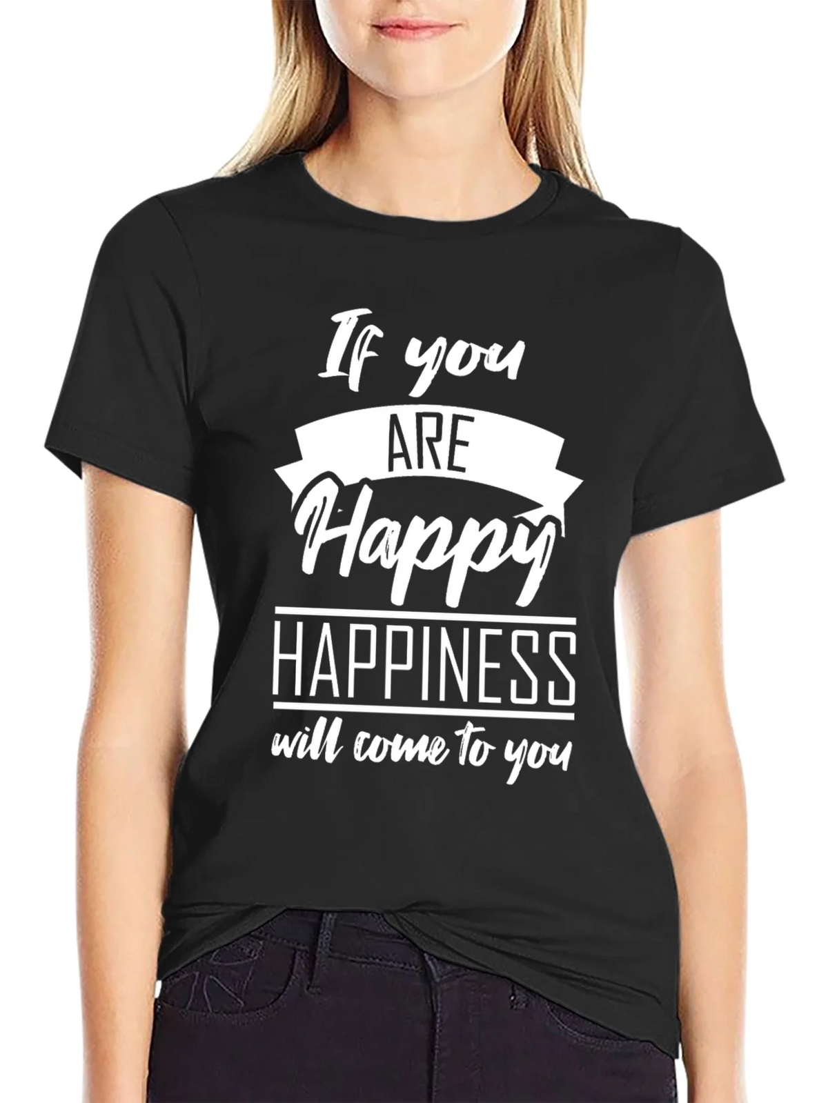 Happy Graphic Black T-Shirt - Inspirational Tee product image 2