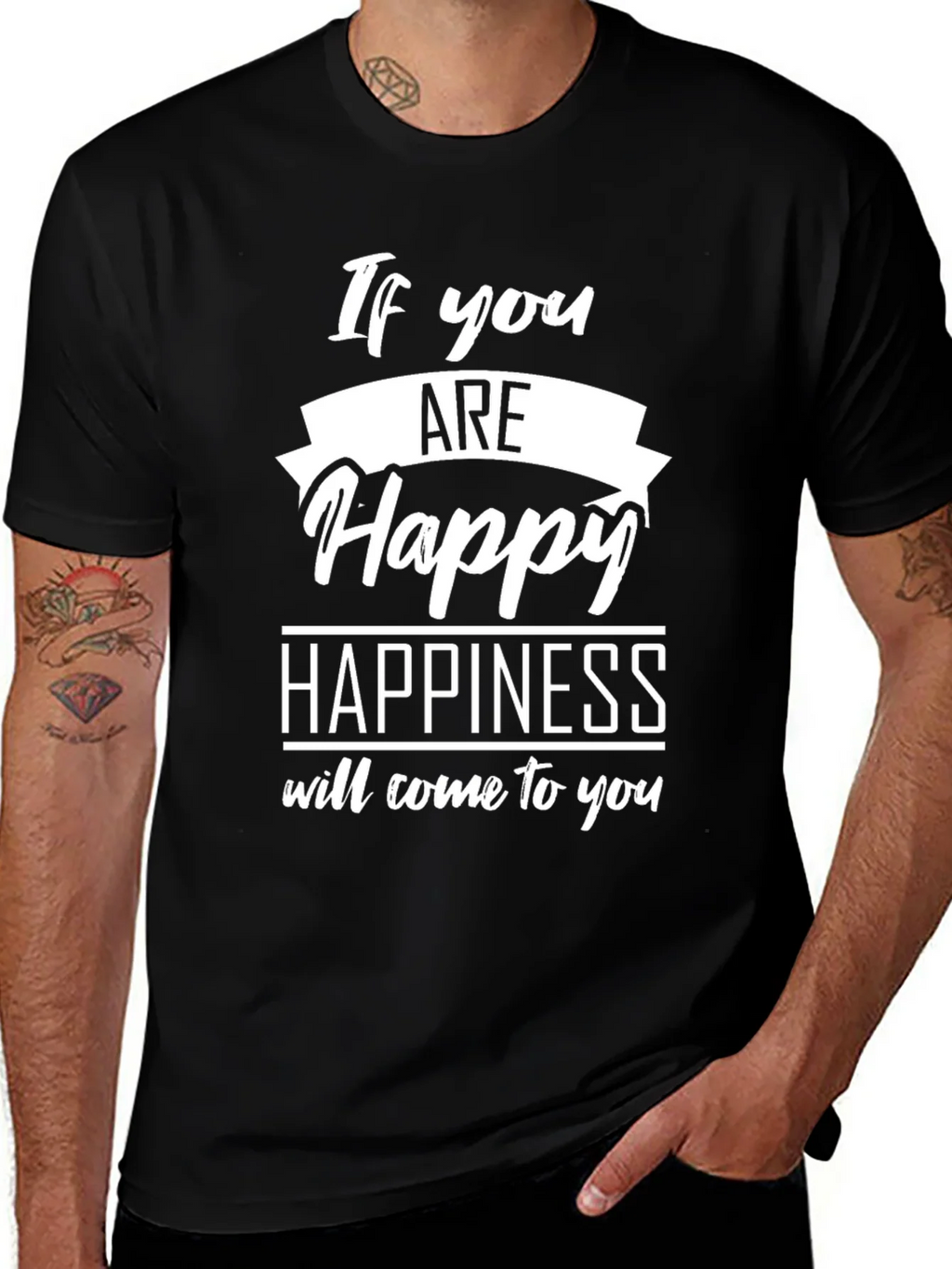 Happy Graphic Black T-Shirt - Inspirational Tee product image 1