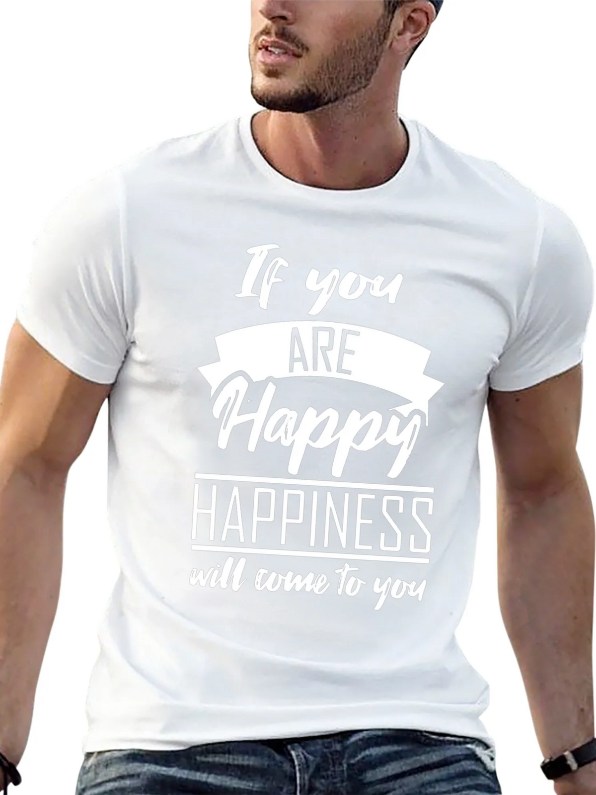 Happy Graphic Black T-Shirt - Inspirational Tee product image 12